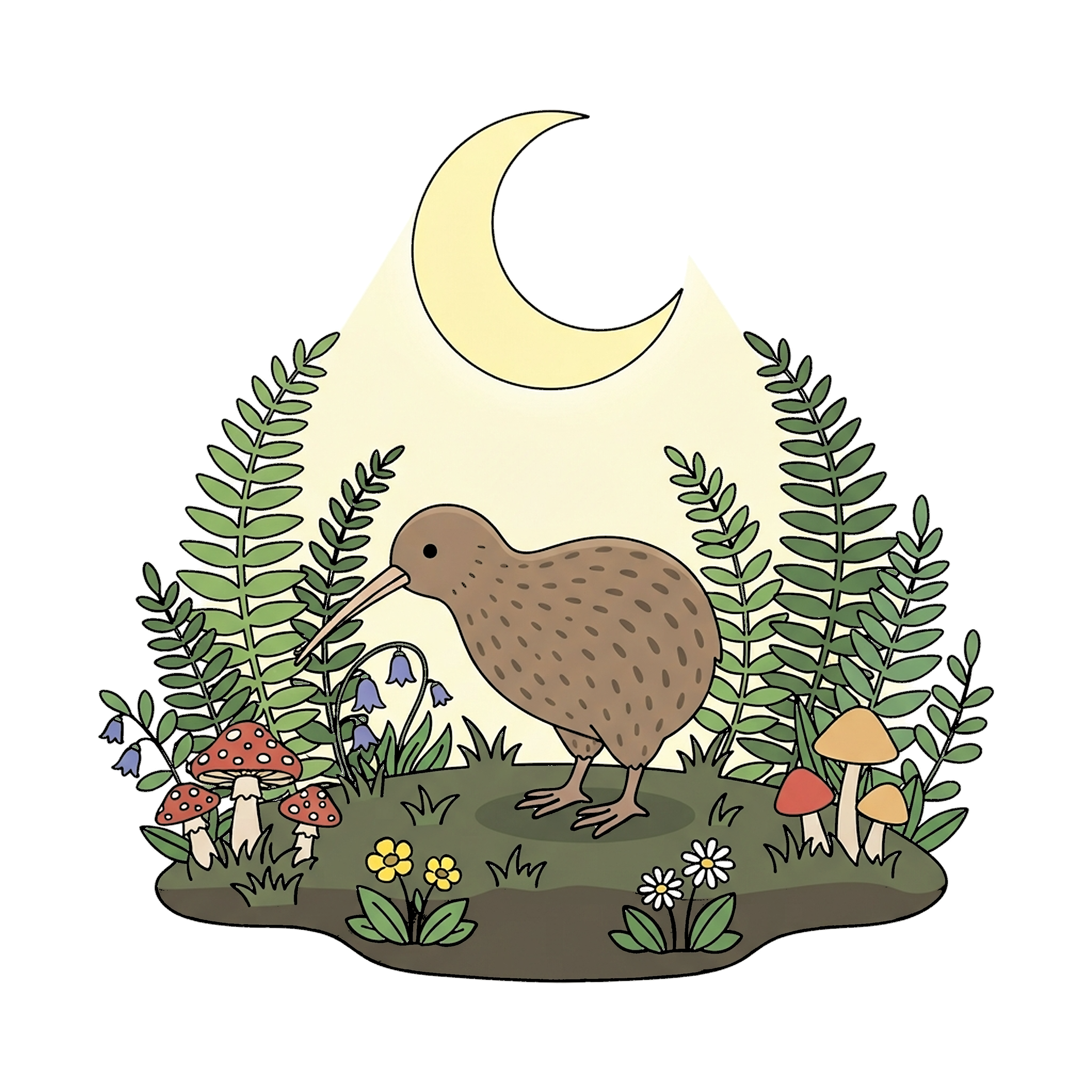 Kiwi Bird In Forest coloring page