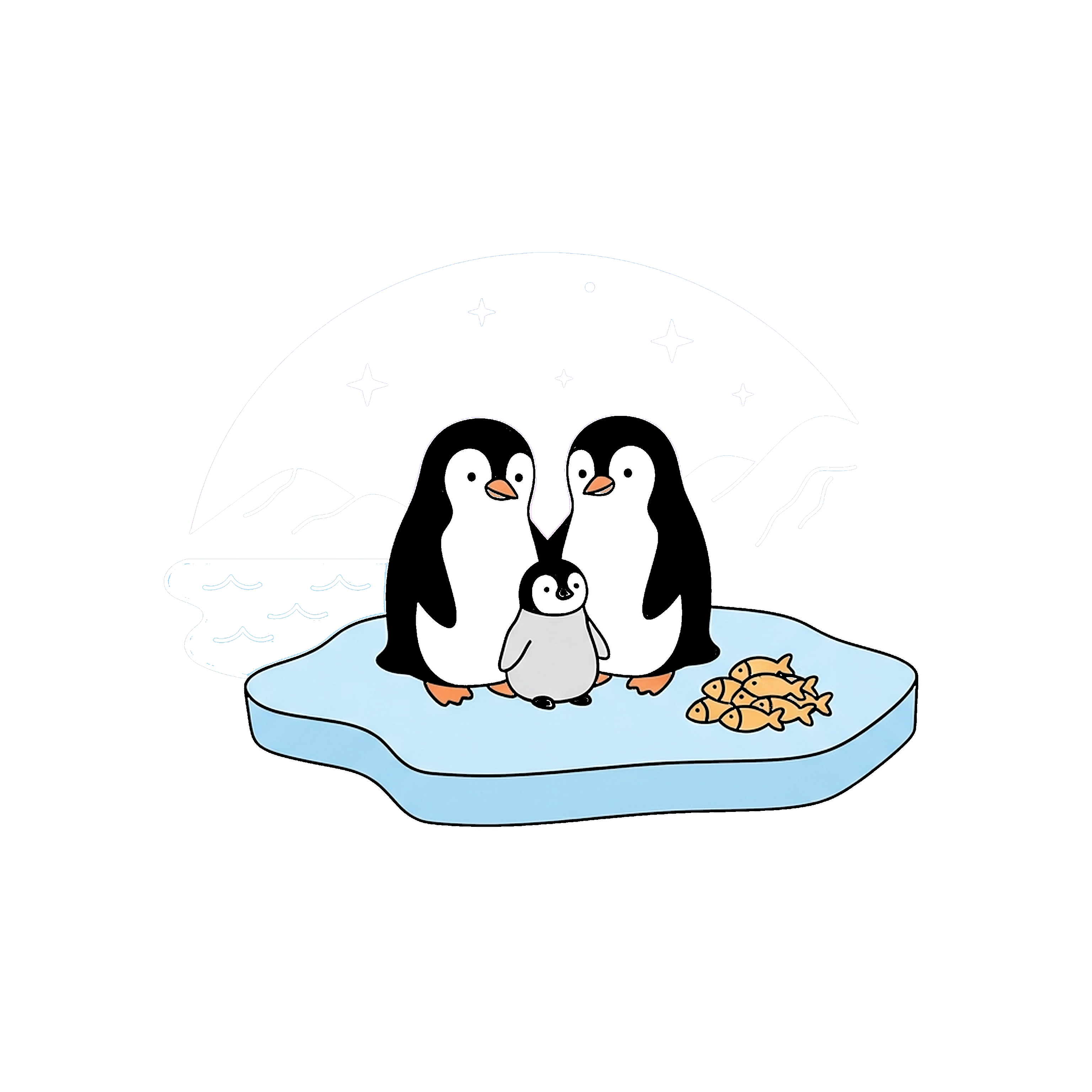 Penguin Family On Ice coloring page