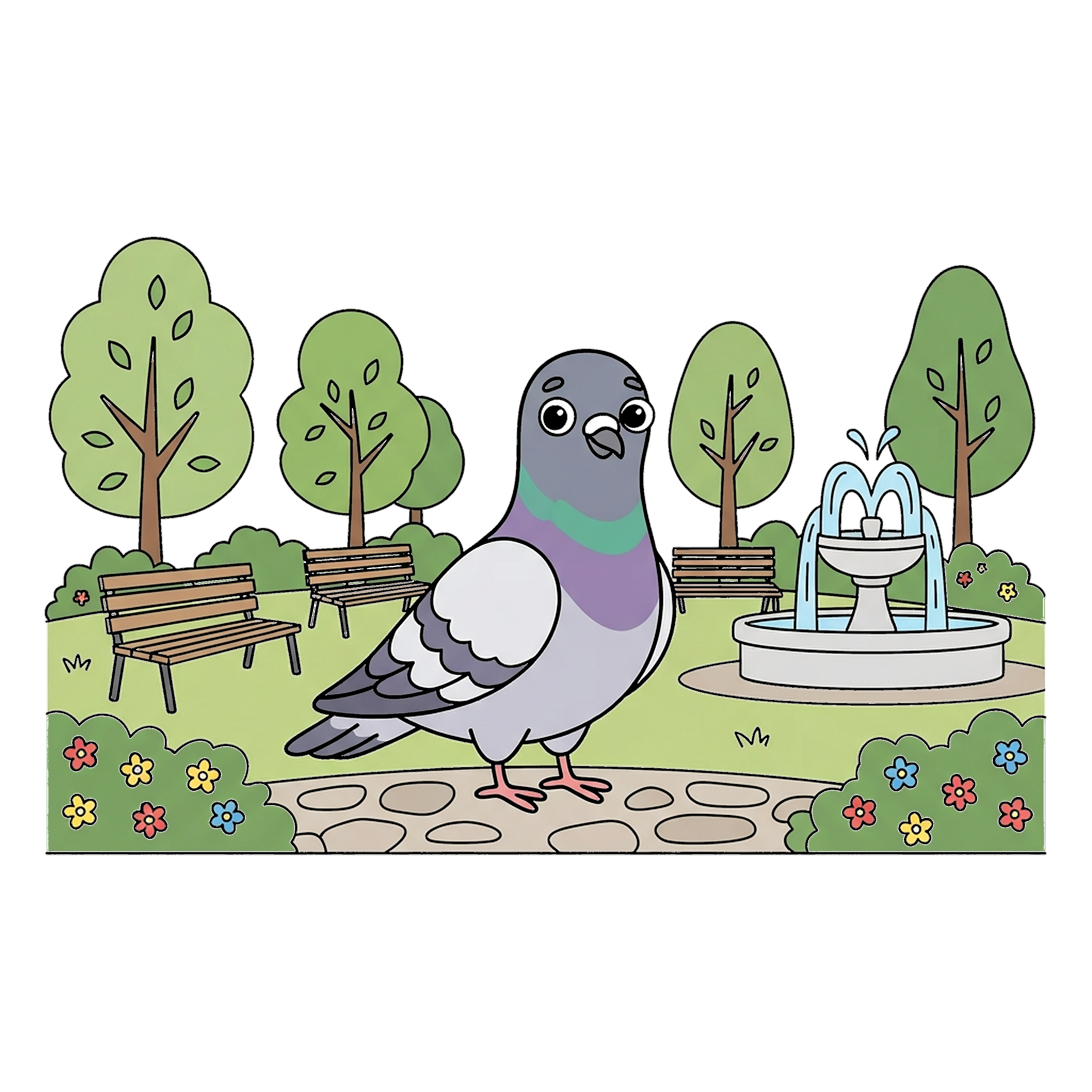 Pigeon In City Park coloring page