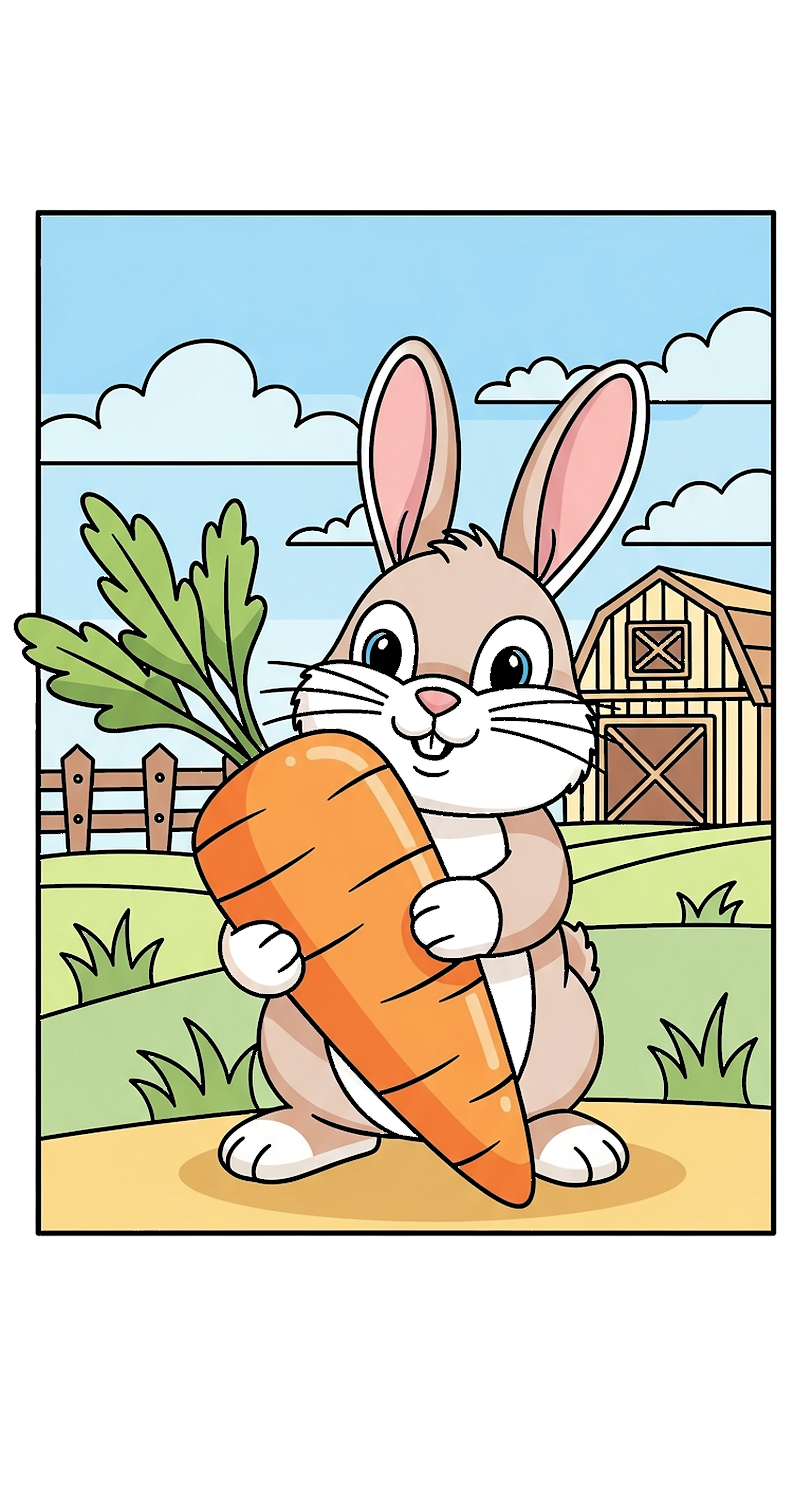Bunny Holding A Carrot Bigger Than Itself coloring page