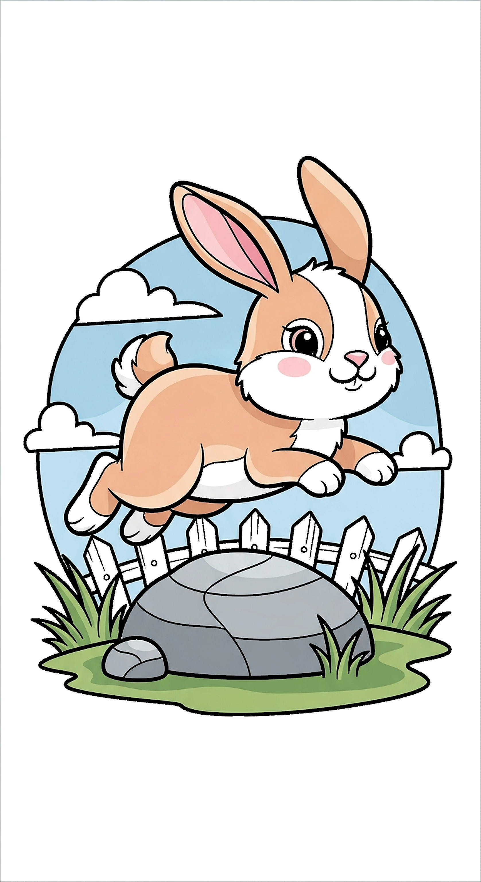 Bunny Jumping Over A Small Rock coloring page