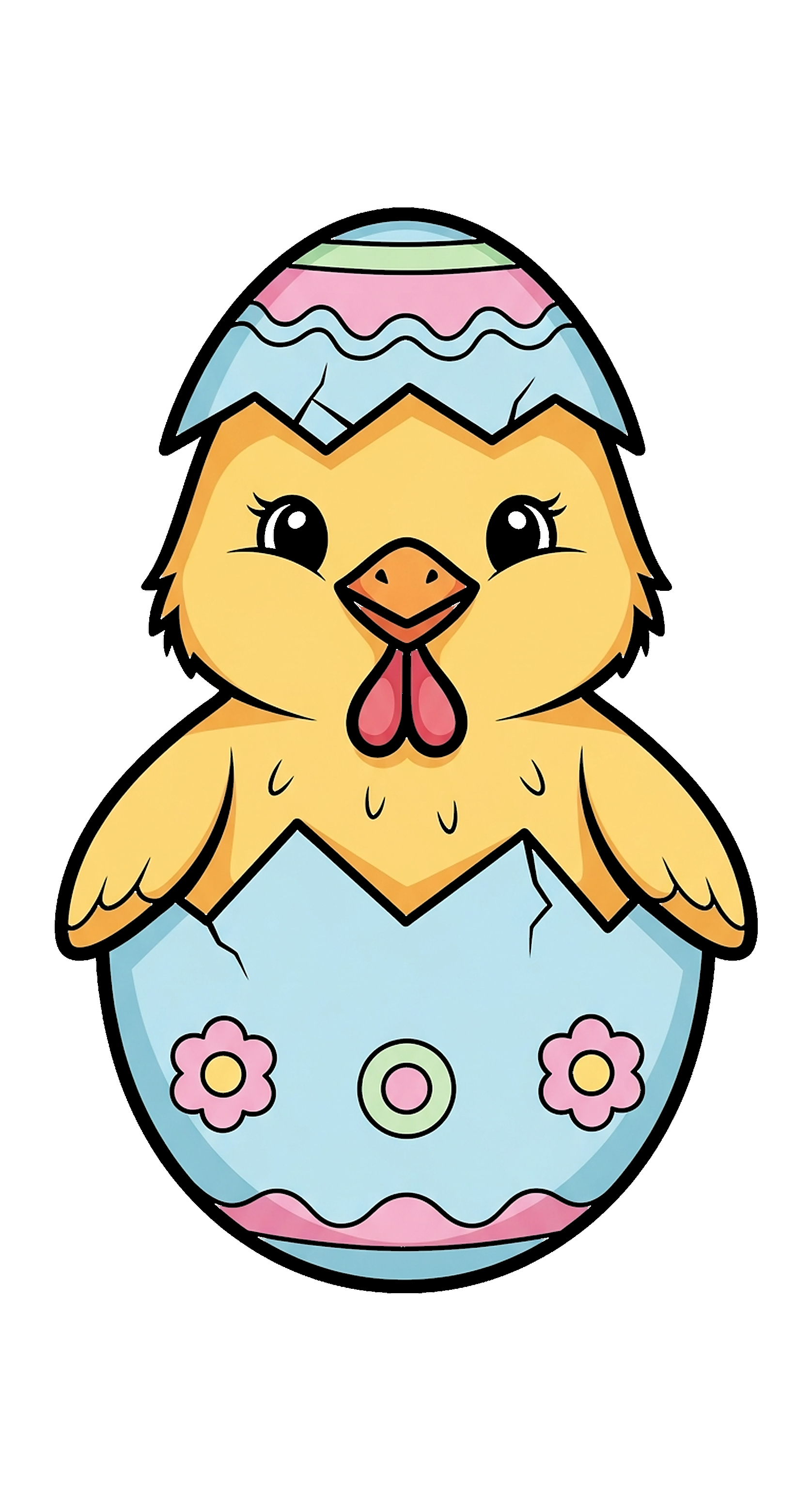 Chick Hatching From A Decorated Egg coloring page