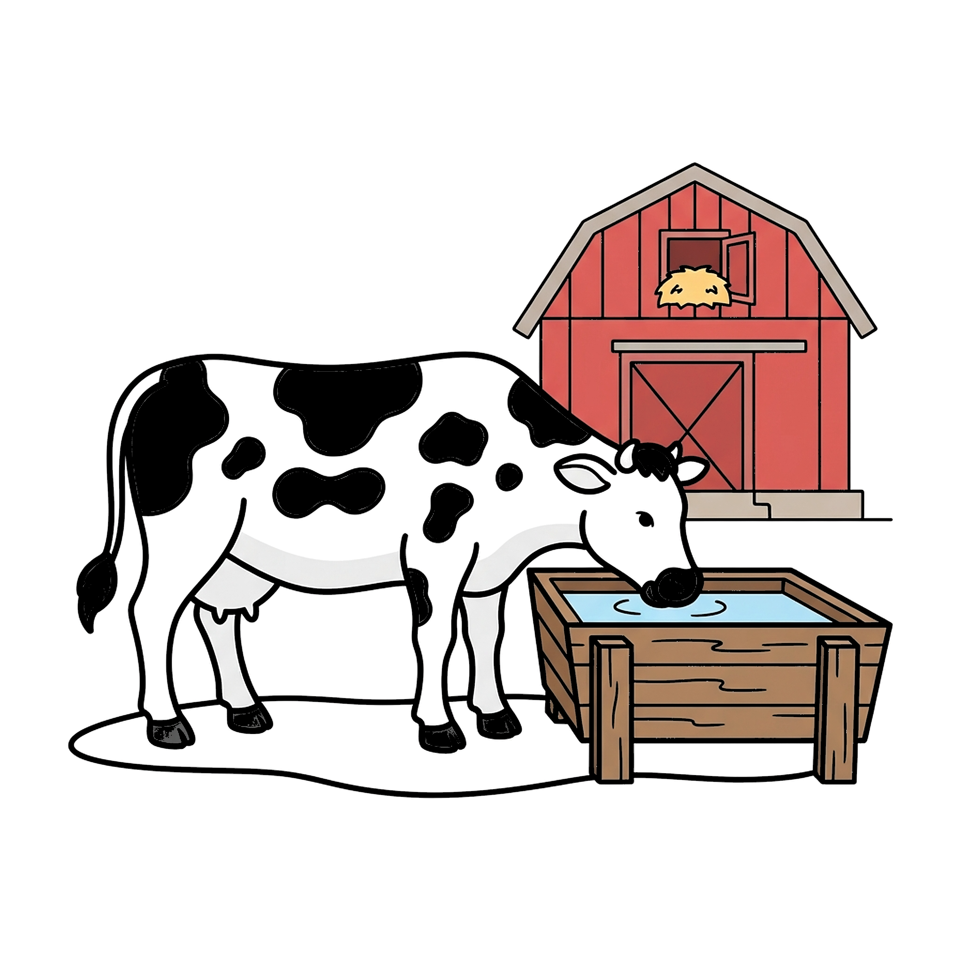 Cow Drinking From Trough coloring page