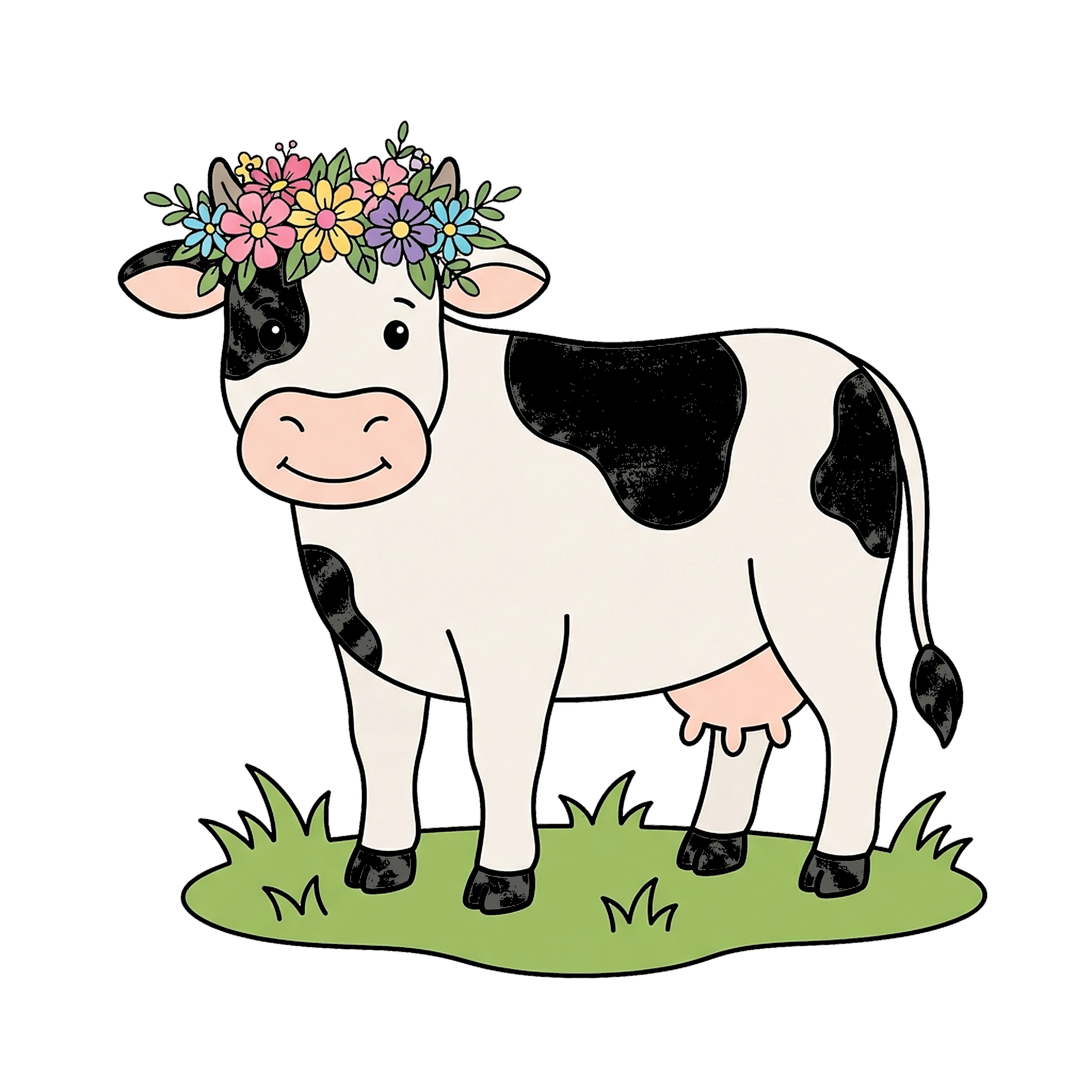 Cow With Flower Crown coloring page