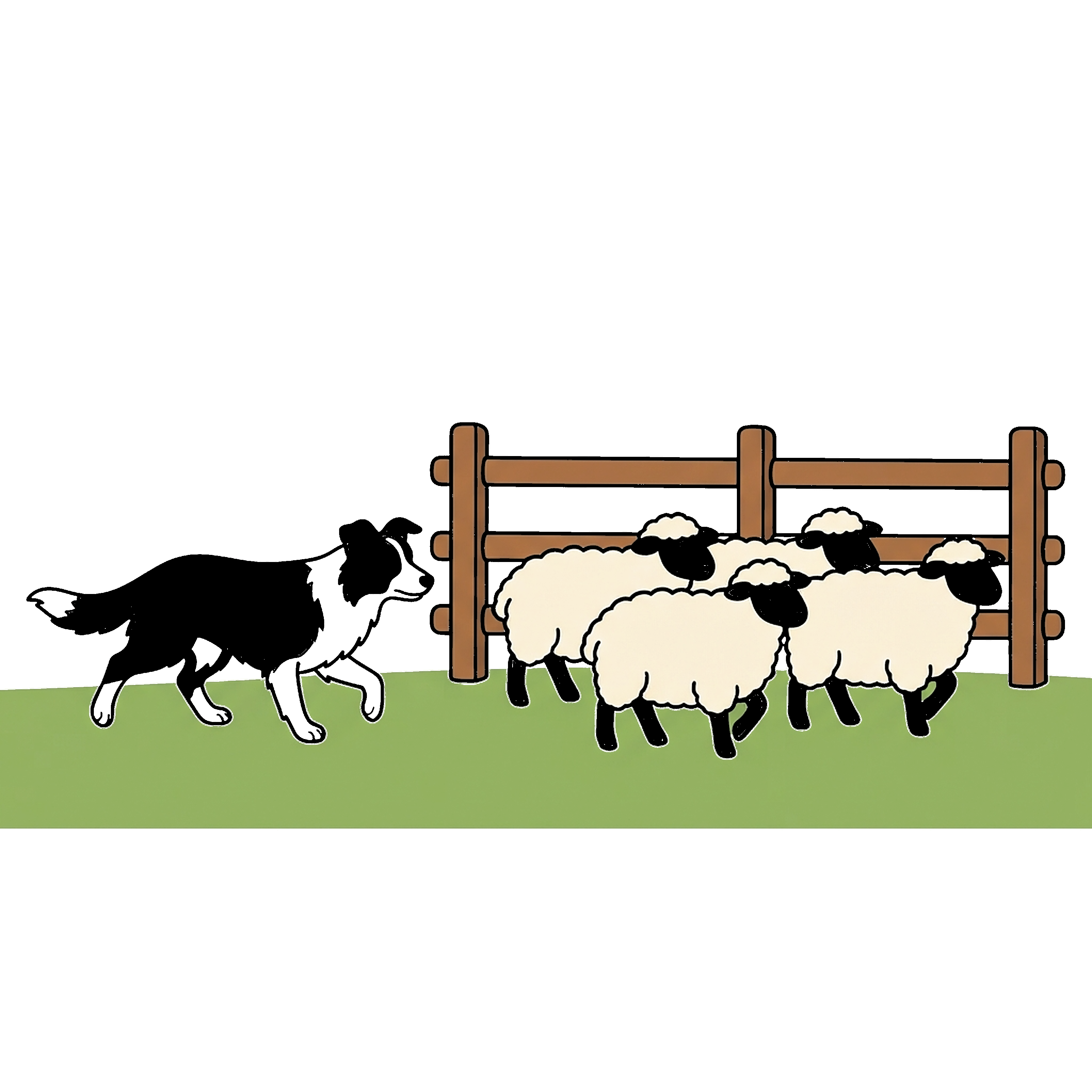 Dog Herding Sheep In Field coloring page