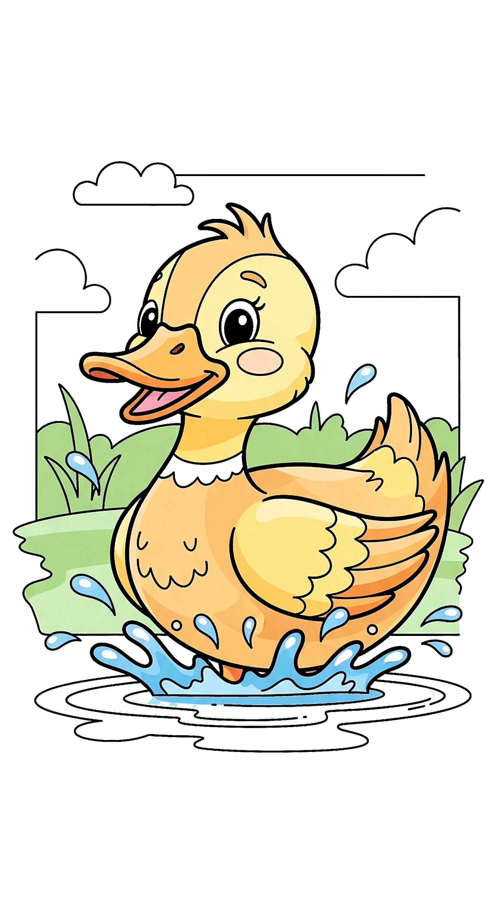 Duck Splashing Water Joyfully coloring page