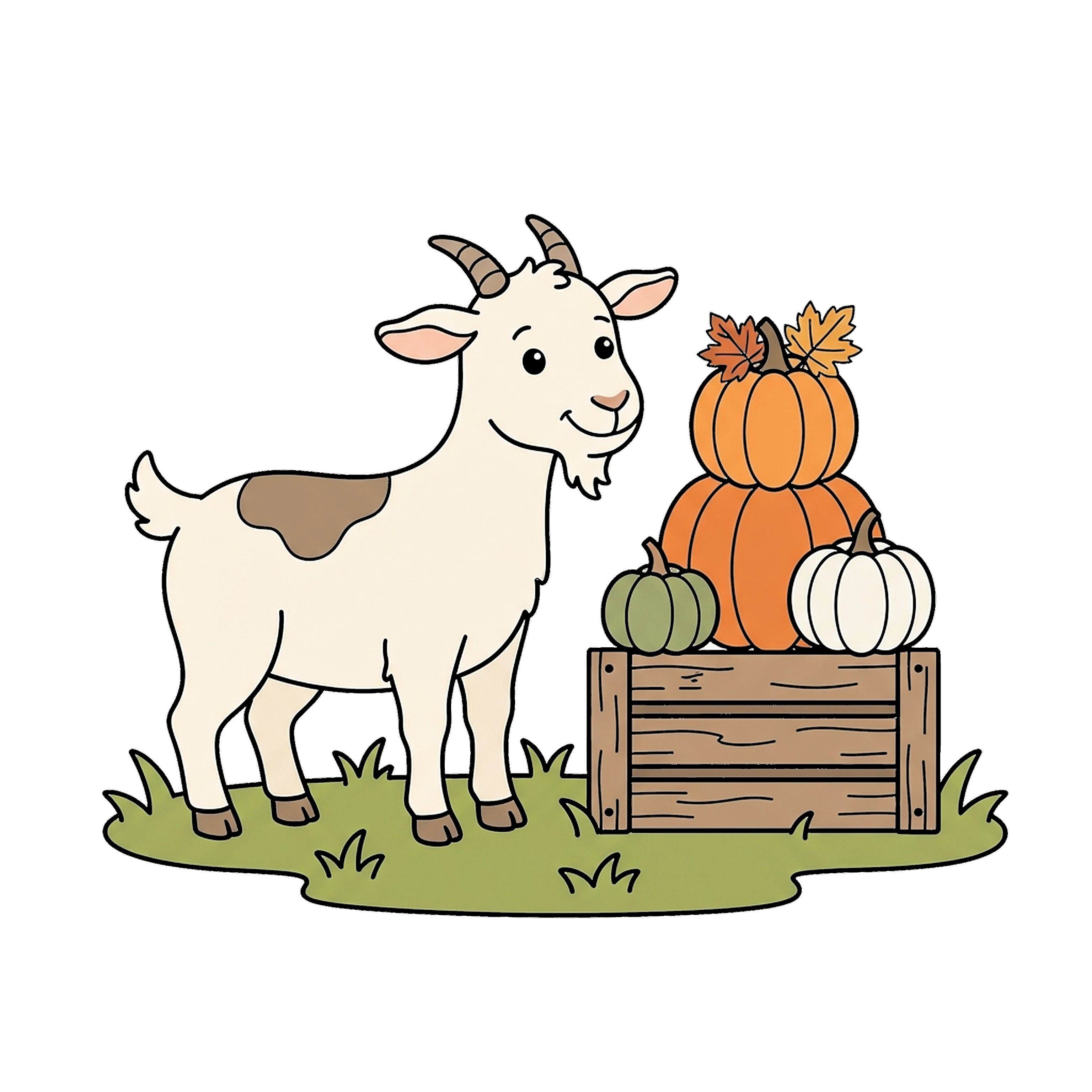 Farmer Goat And Pumpkins coloring page