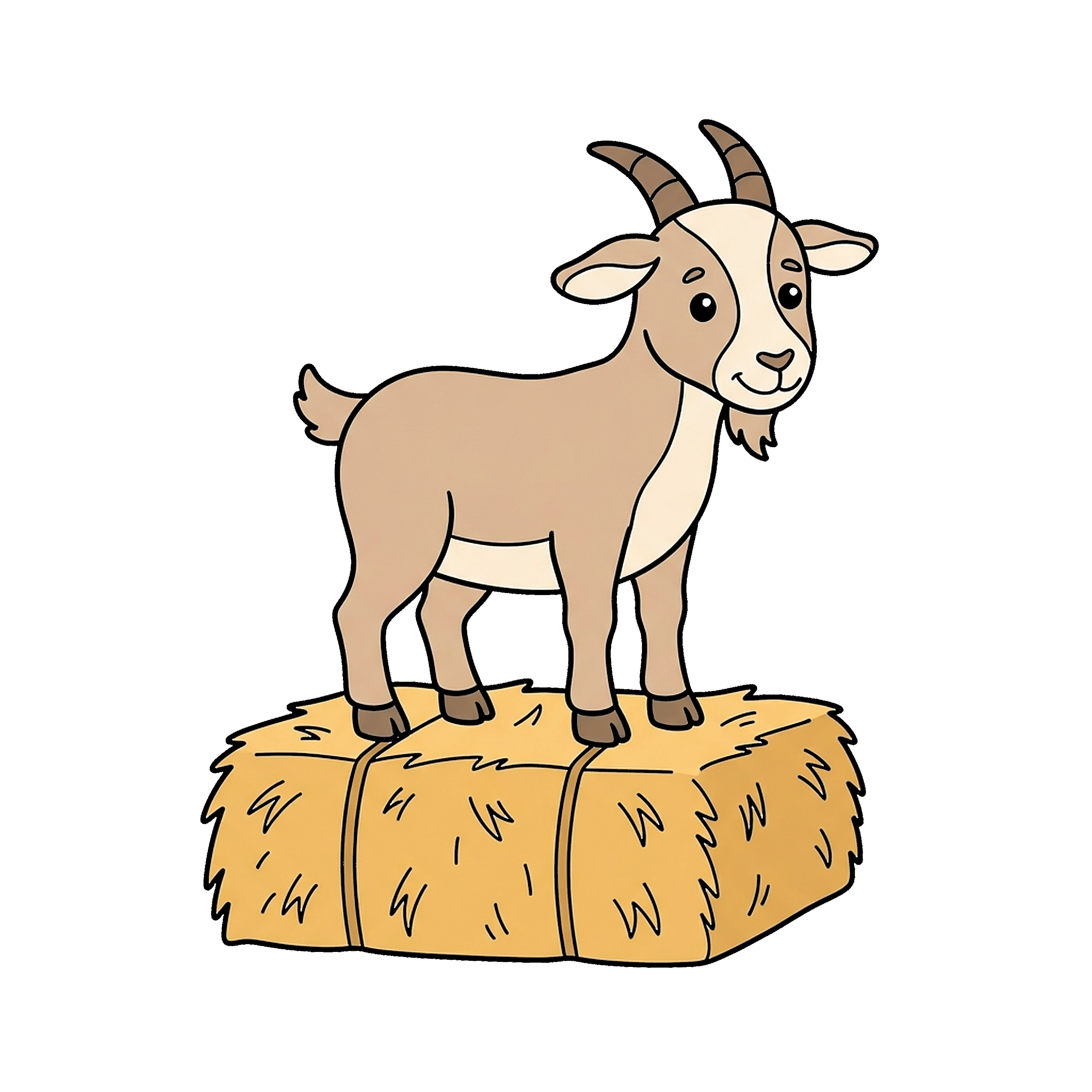Goat Standing On Hay Bale coloring page
