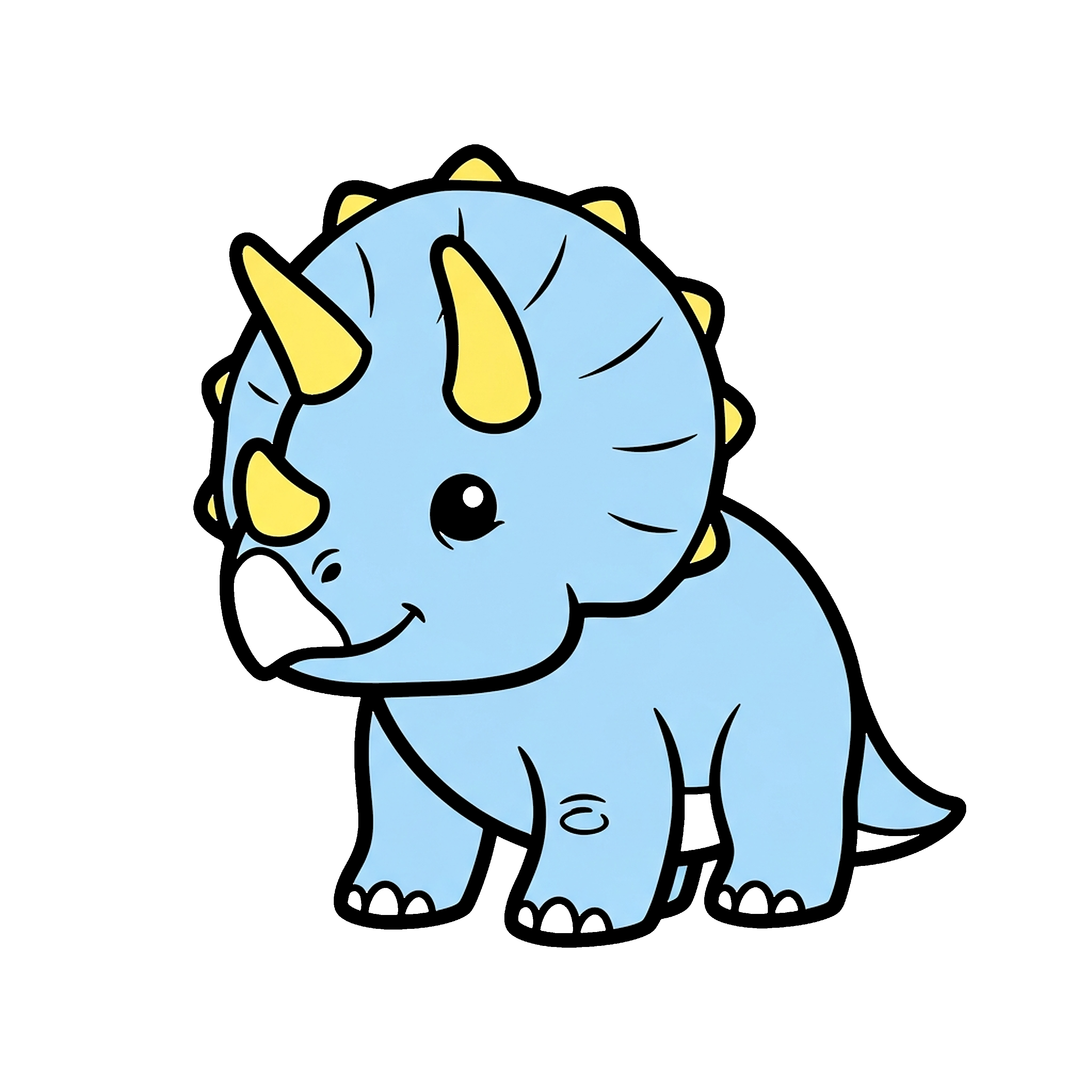 Baby Triceratops With Pastel Blue Body And Yellow coloring page