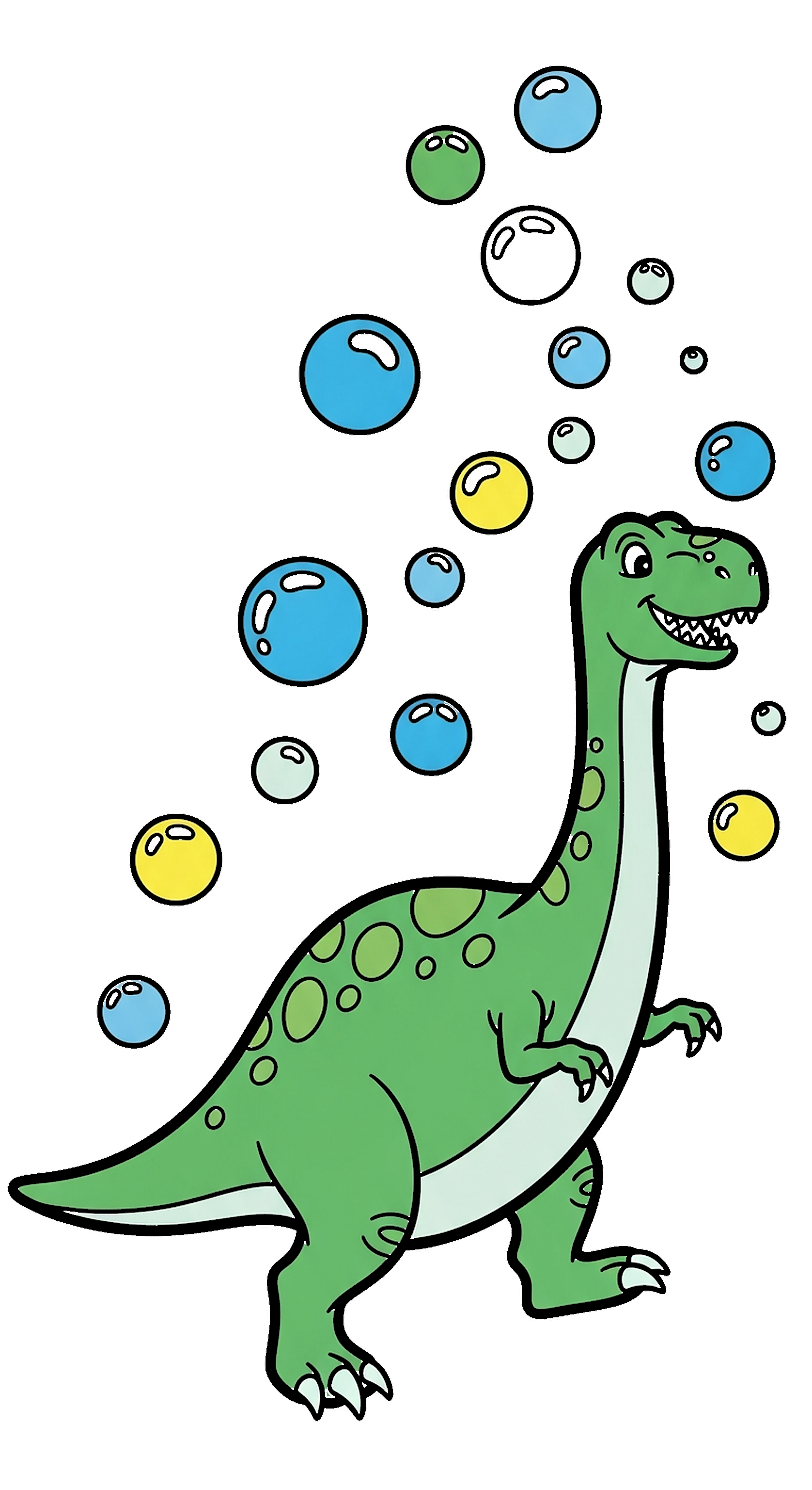 Dinosaur Chasing Bubbles coloring page