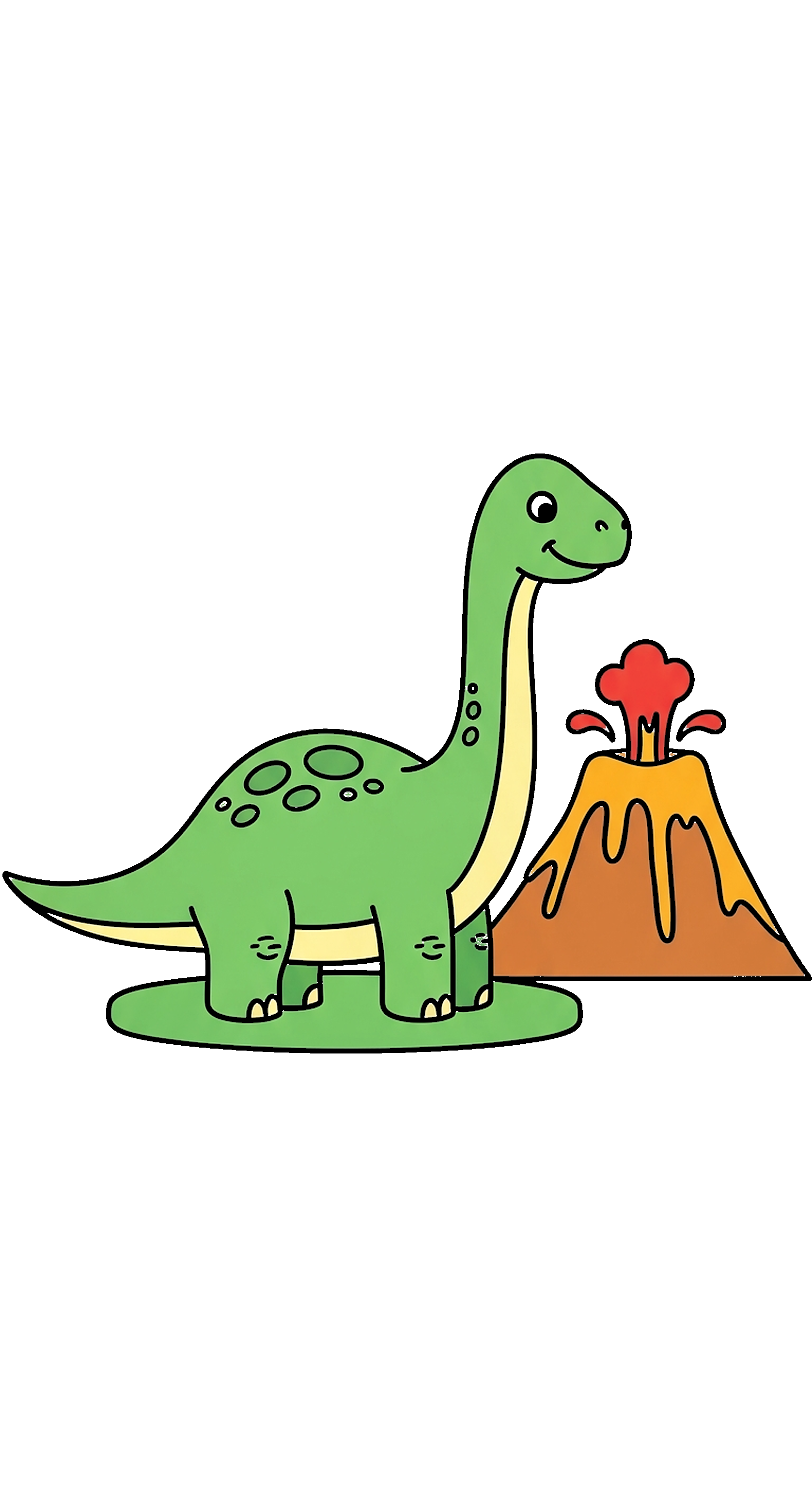 Dinosaur Near Volcano Simple Non Scary coloring page