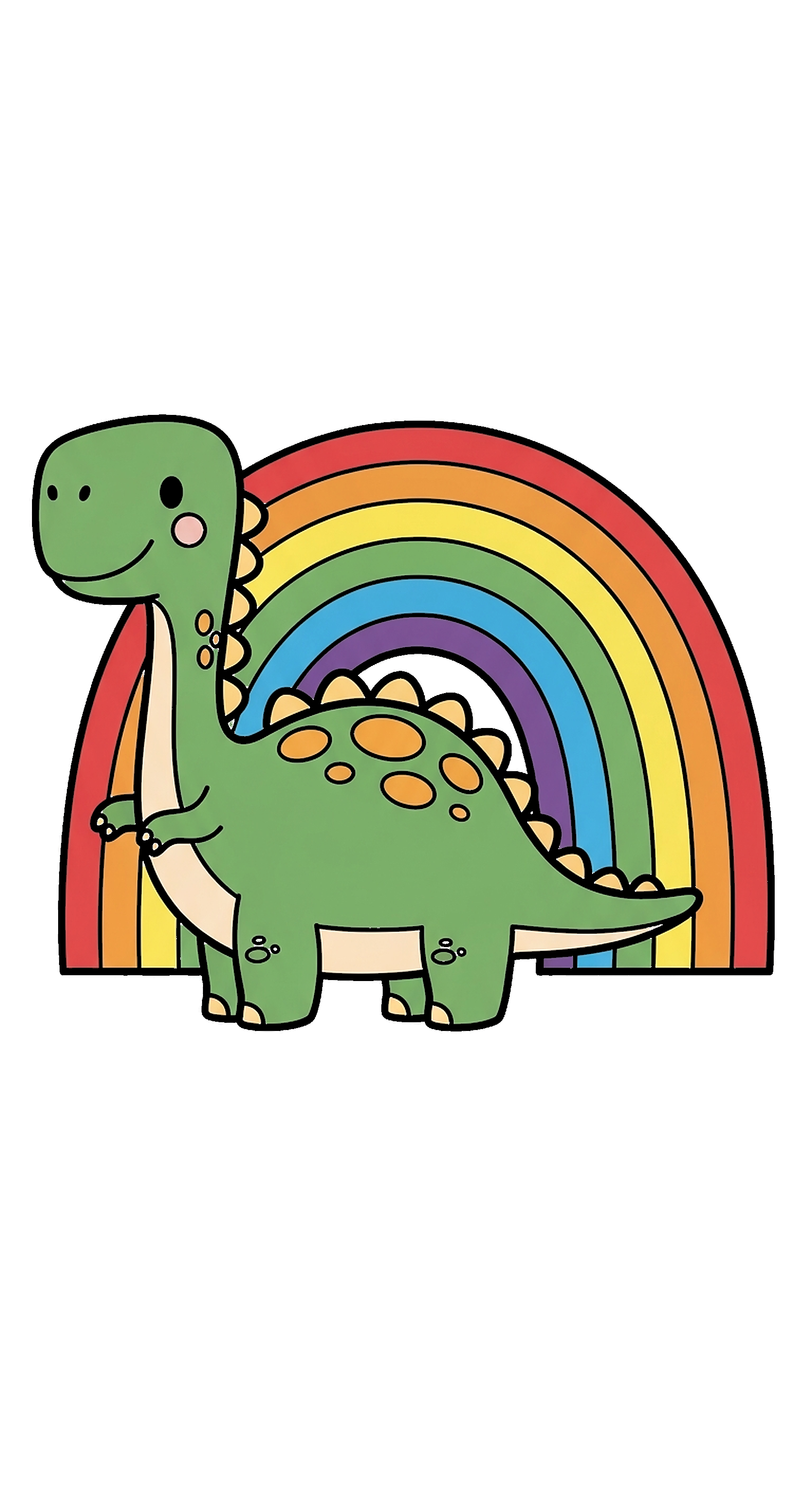 Dinosaur Next To A Rainbow coloring page