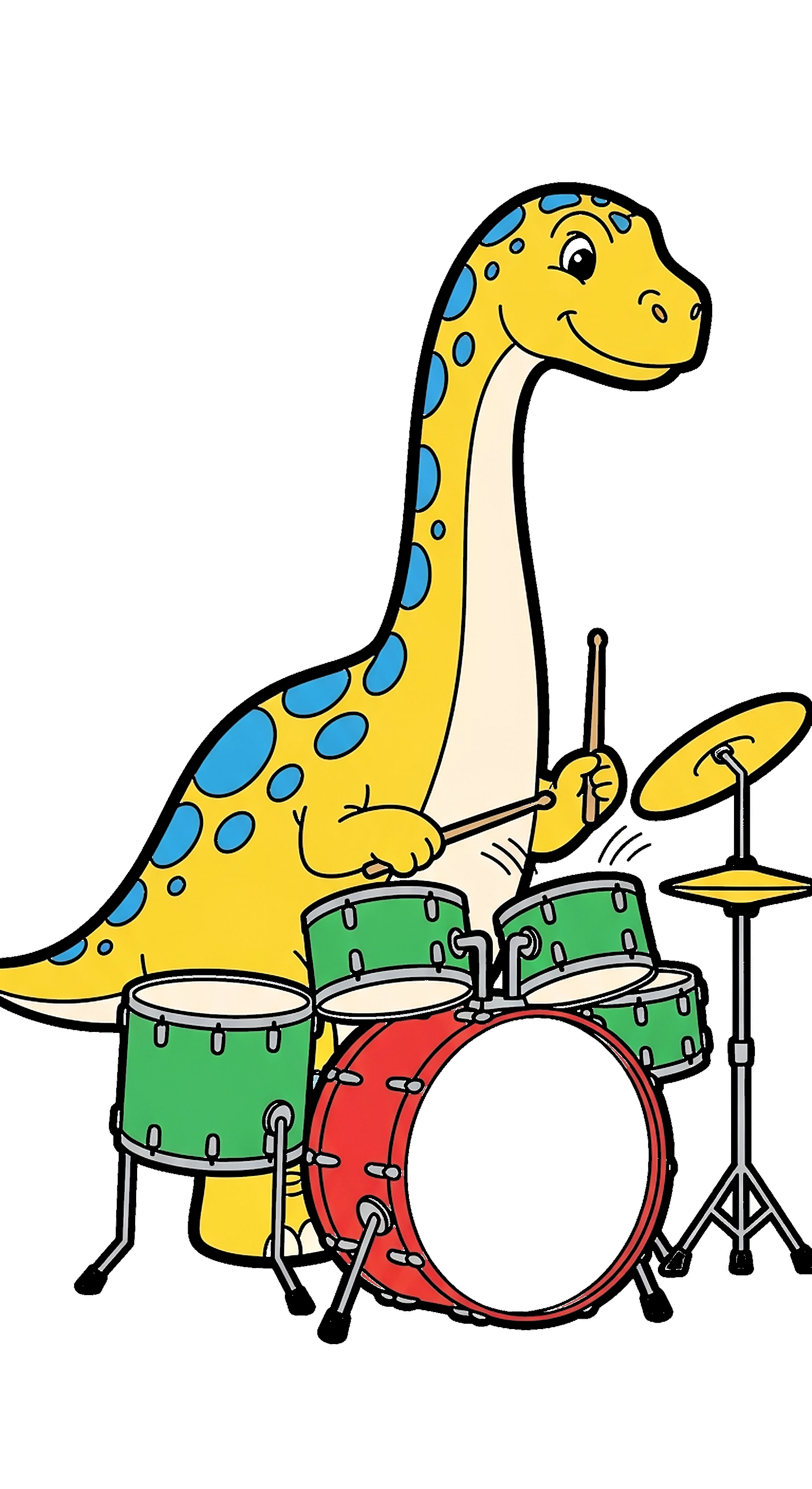 Dinosaur Playing Music Drum coloring page