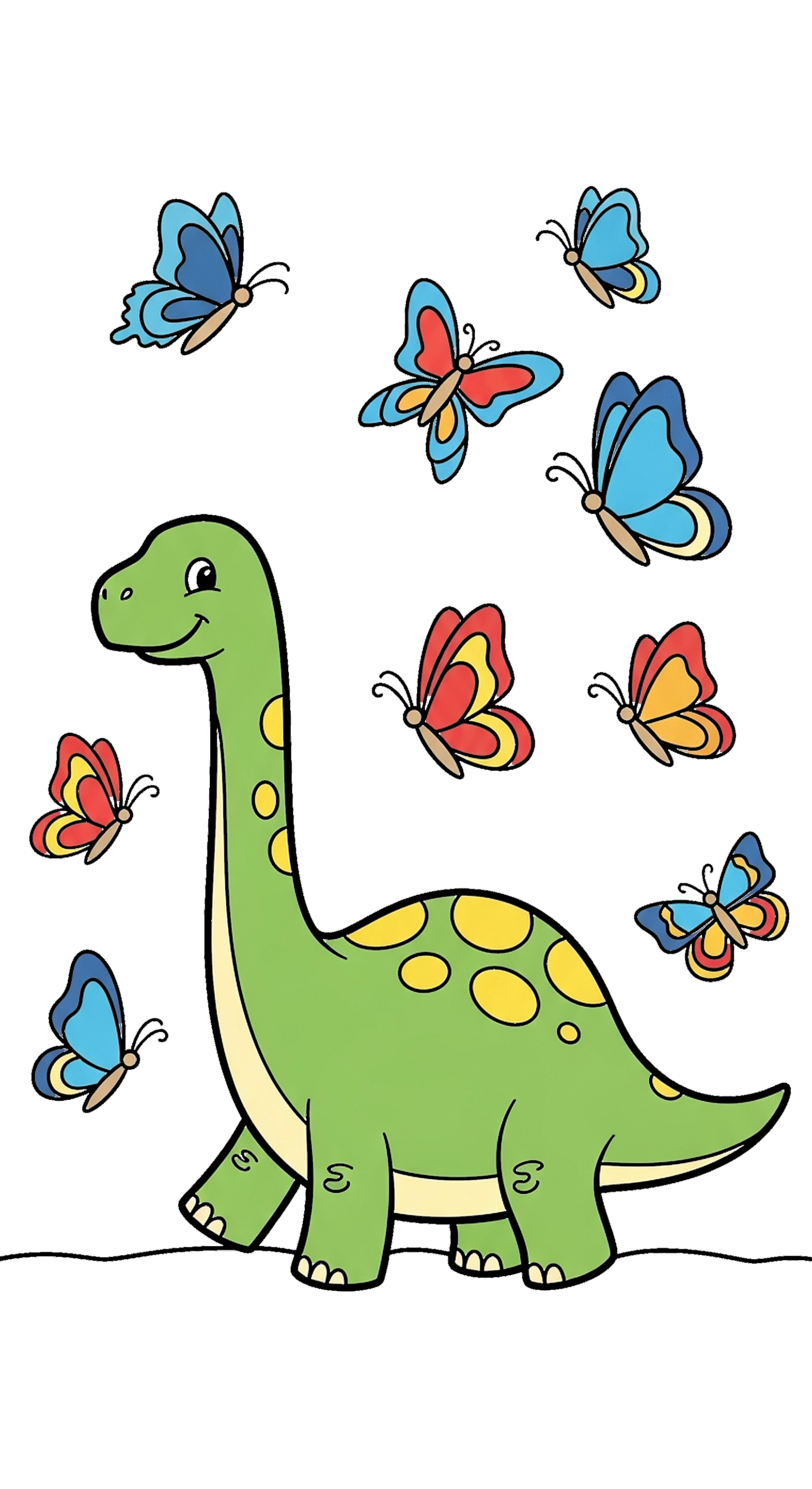 Dinosaur Walking With Butterflies coloring page