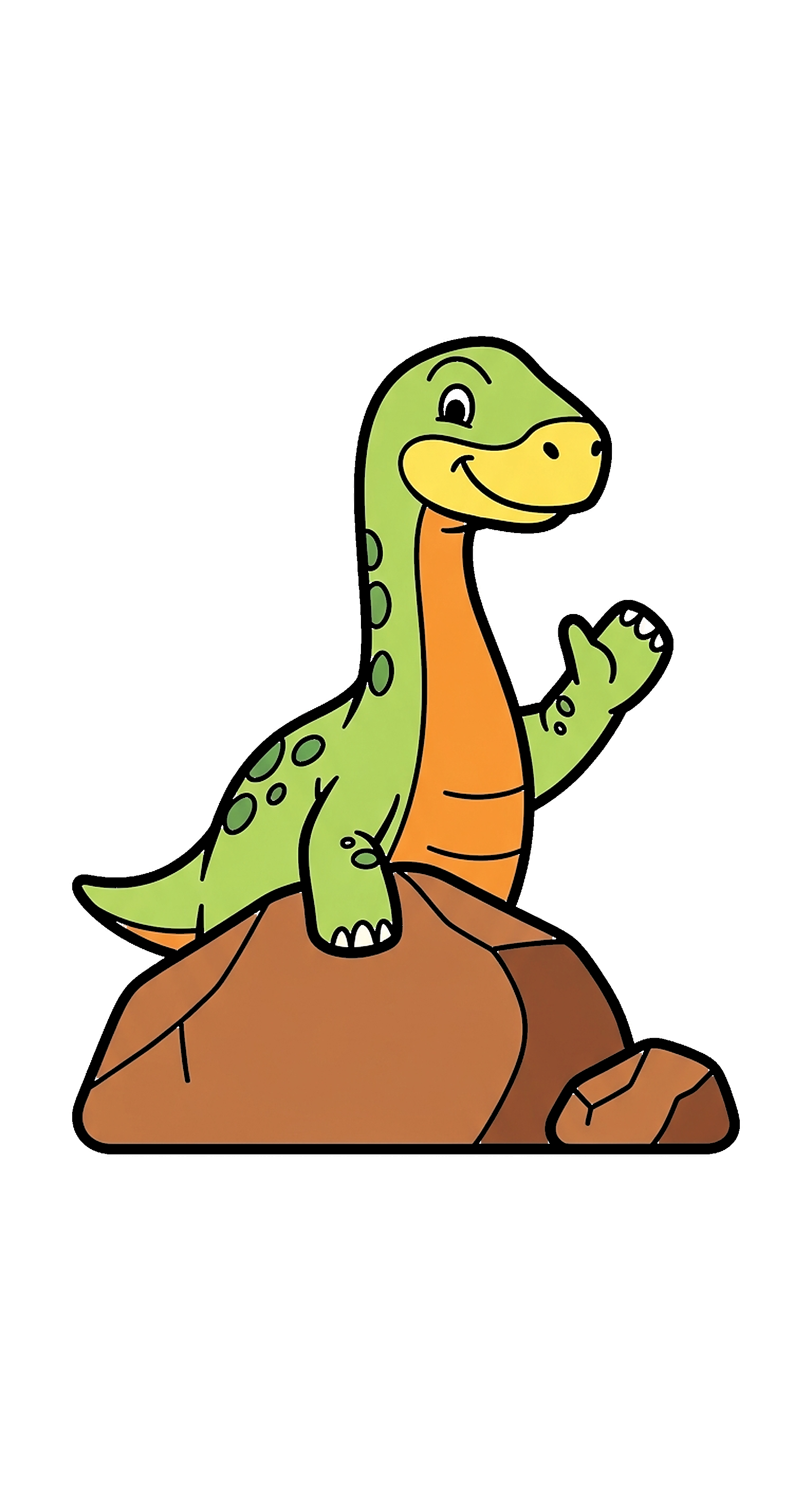 Dinosaur Waving From Behind A Rock coloring page