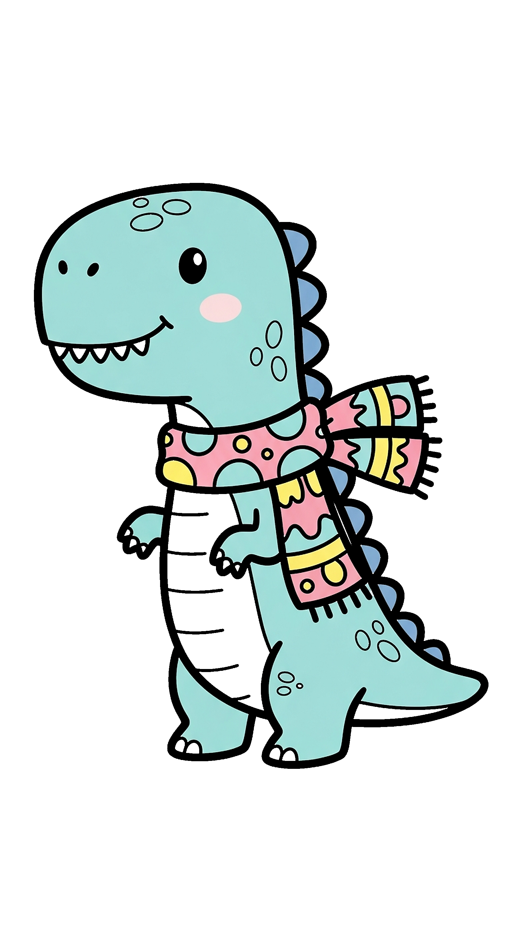 Dinosaur Wearing A Cute Scarf coloring page