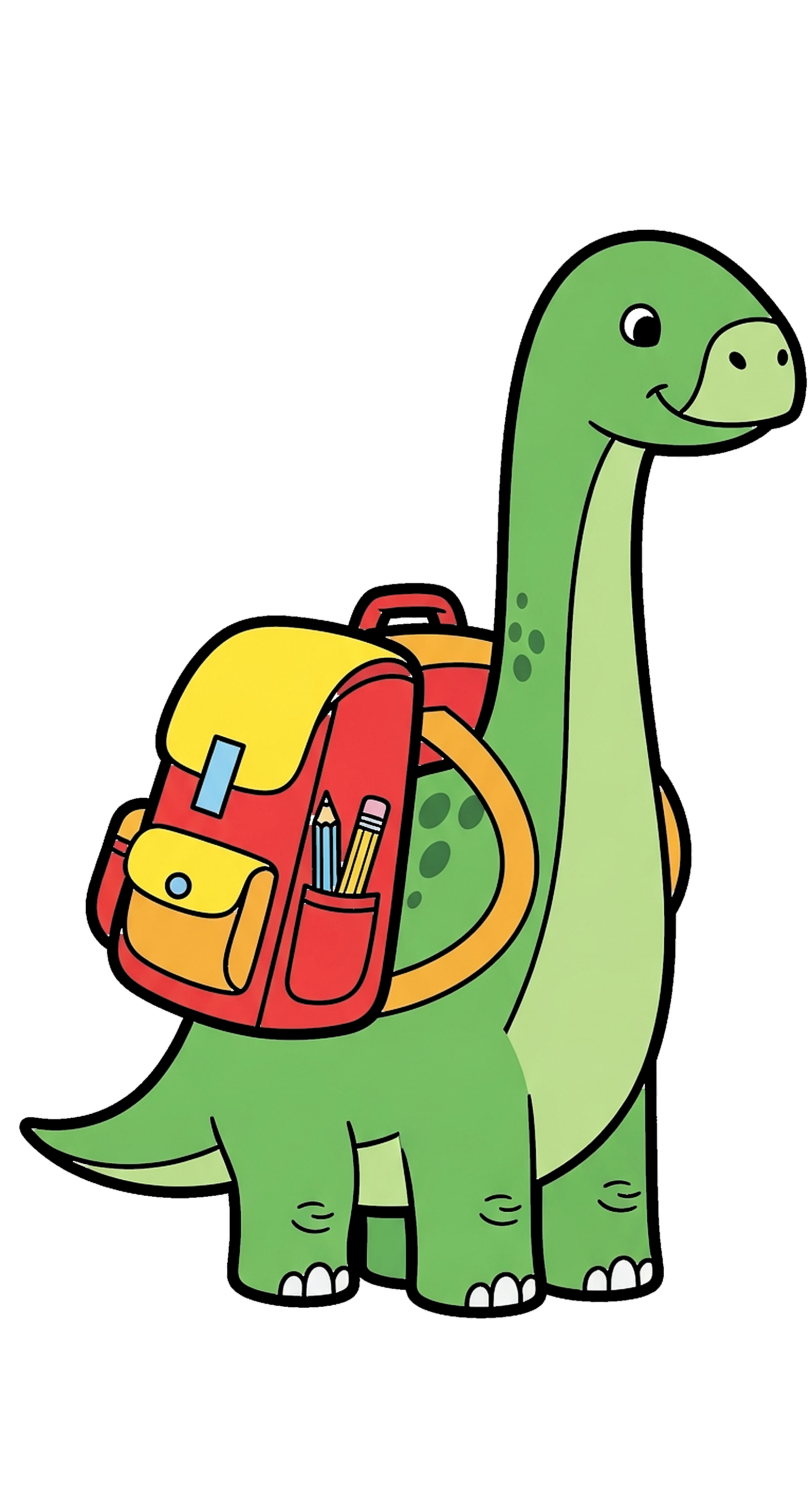 Dinosaur With Backpack School Theme coloring page