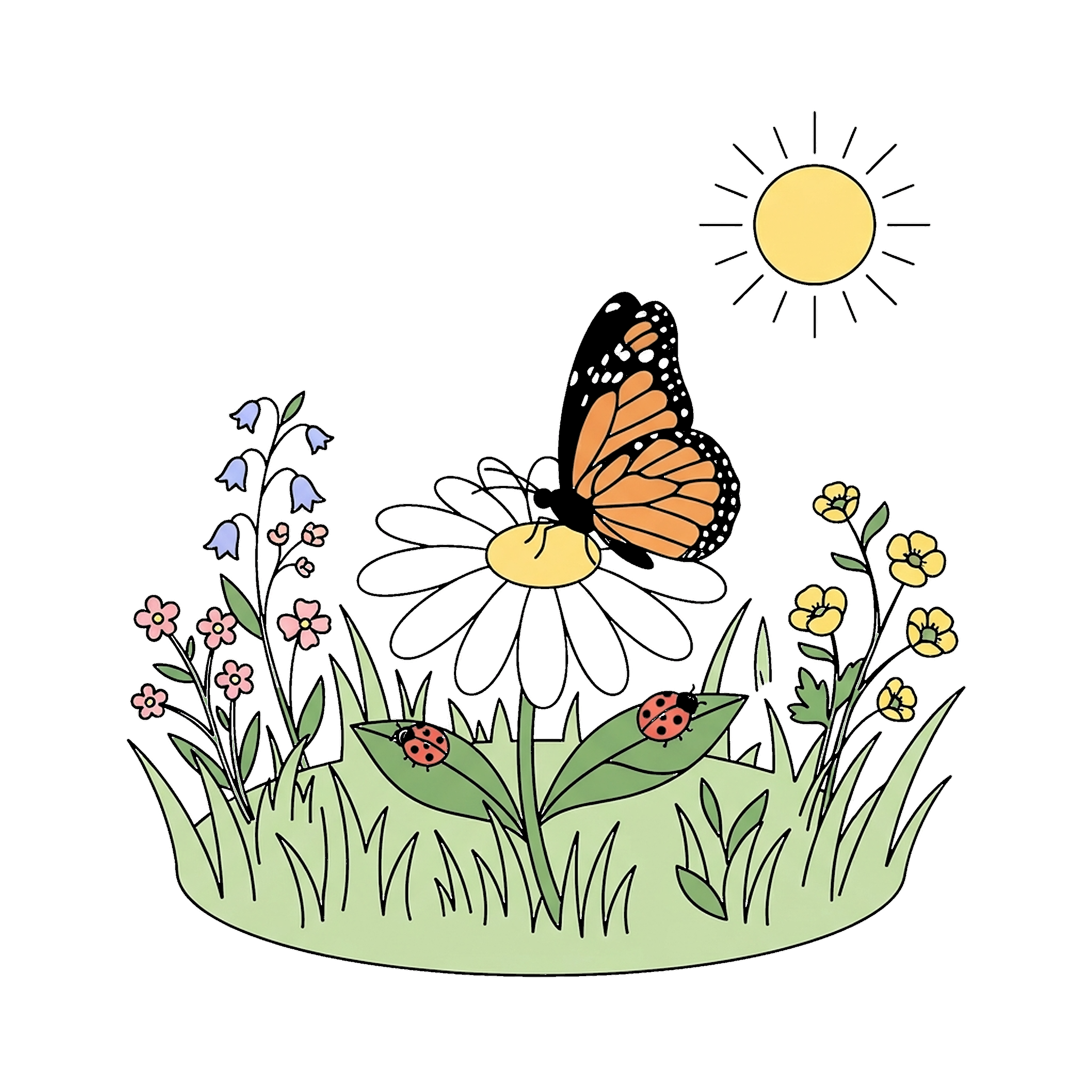 Butterfly On Daisy coloring page