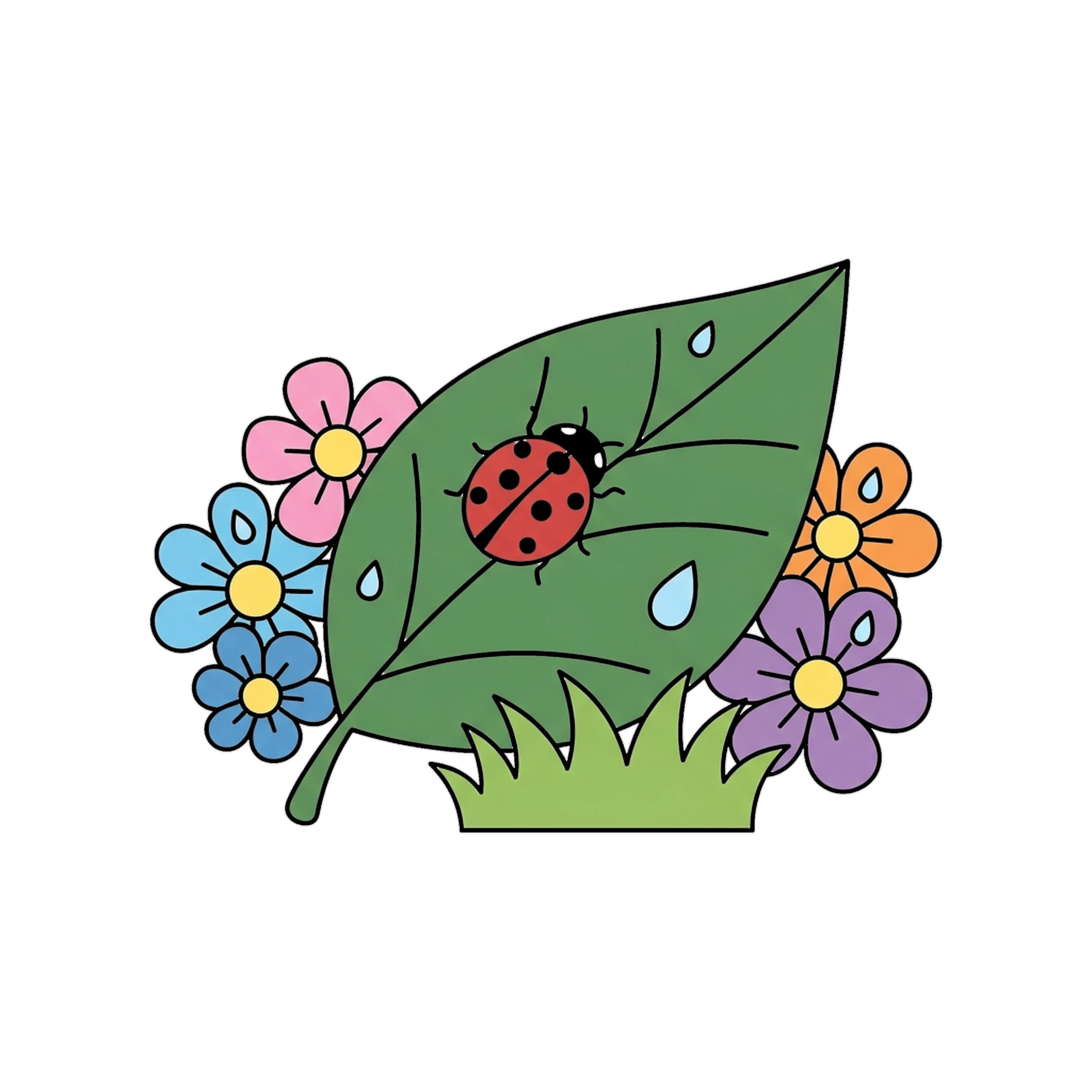 Ladybug Crawling On Leaf coloring page