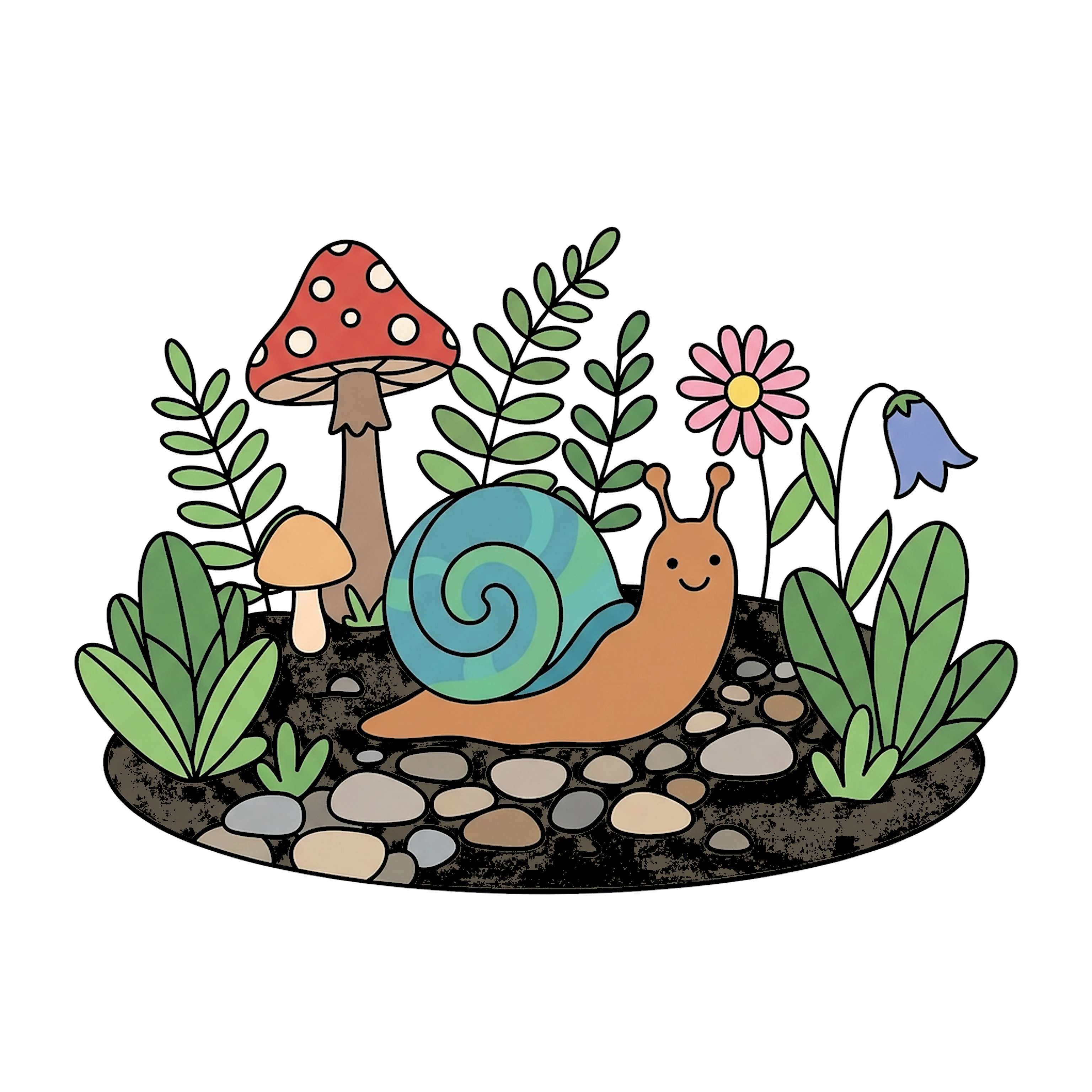Snail Moving Through Garden coloring page