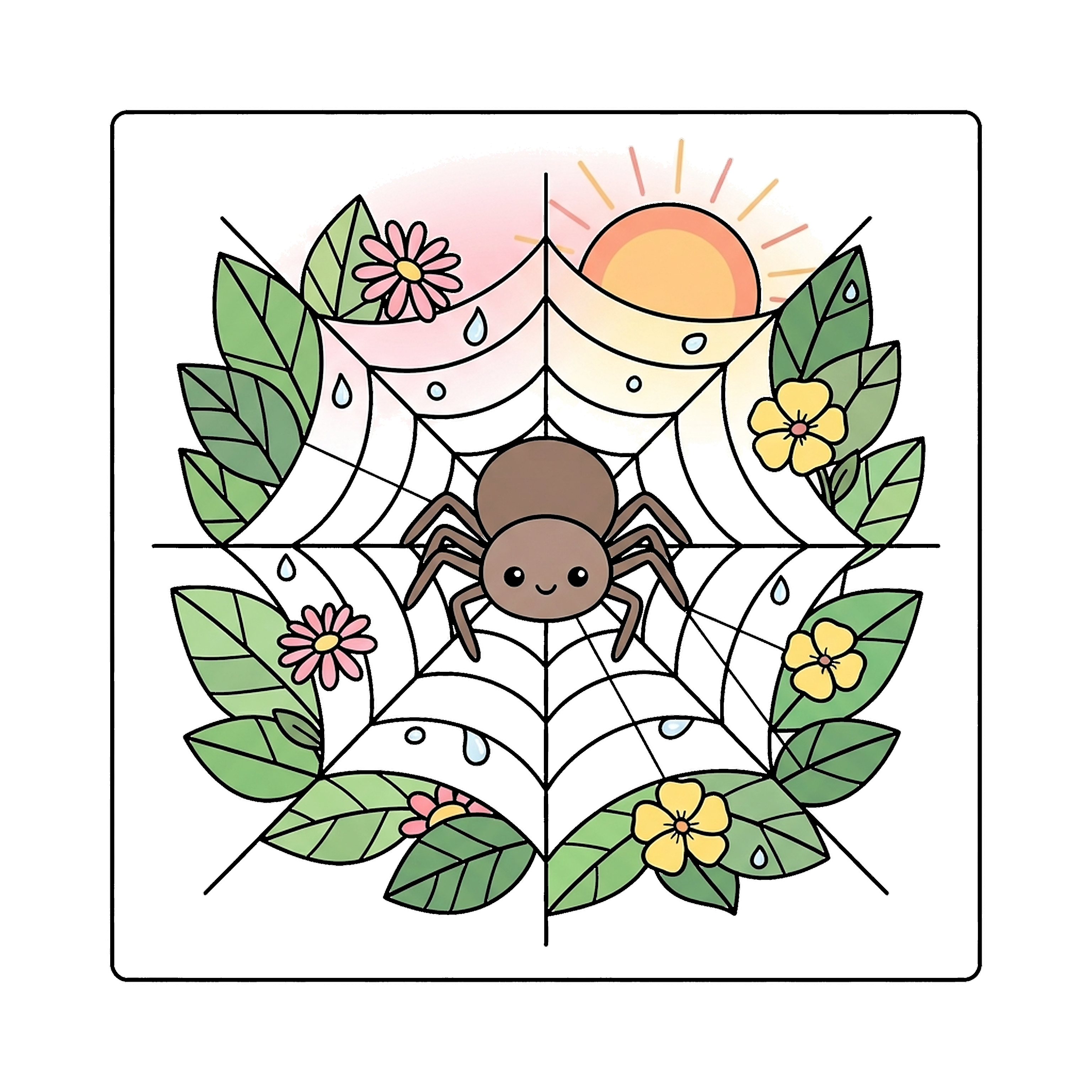 Spider Weaving Web coloring page