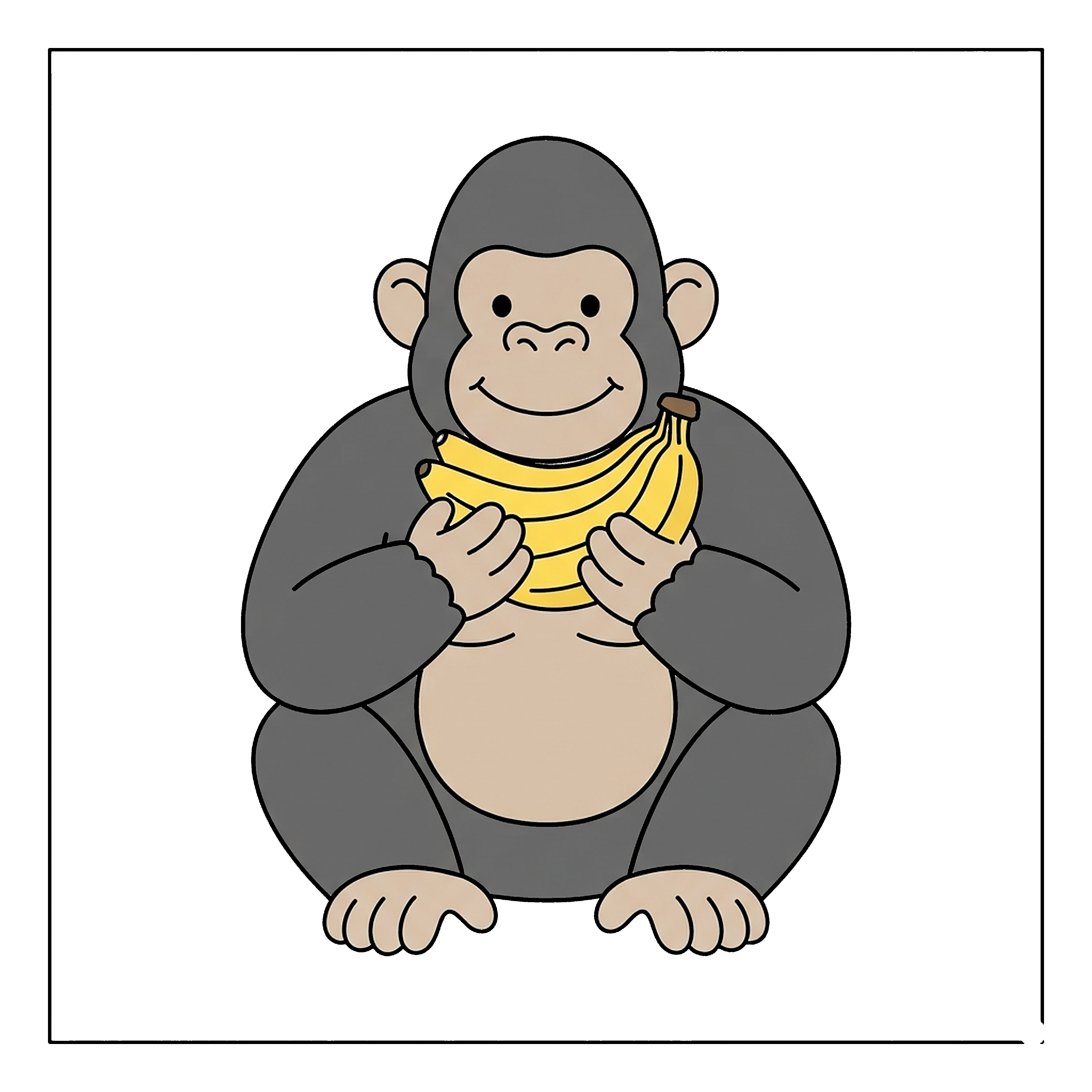 Gorilla Holding Banana coloring page