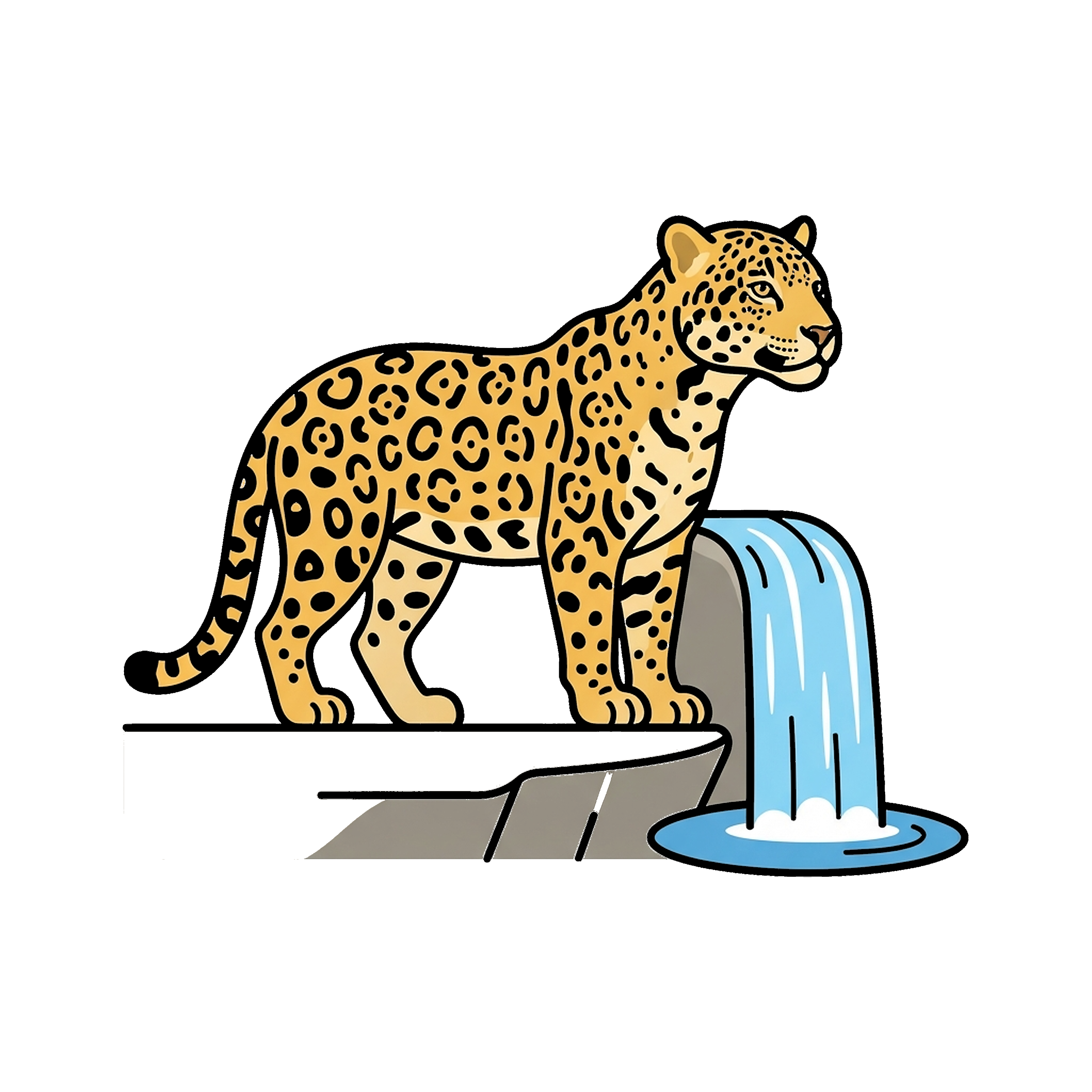 Jaguar Near Waterfall coloring page