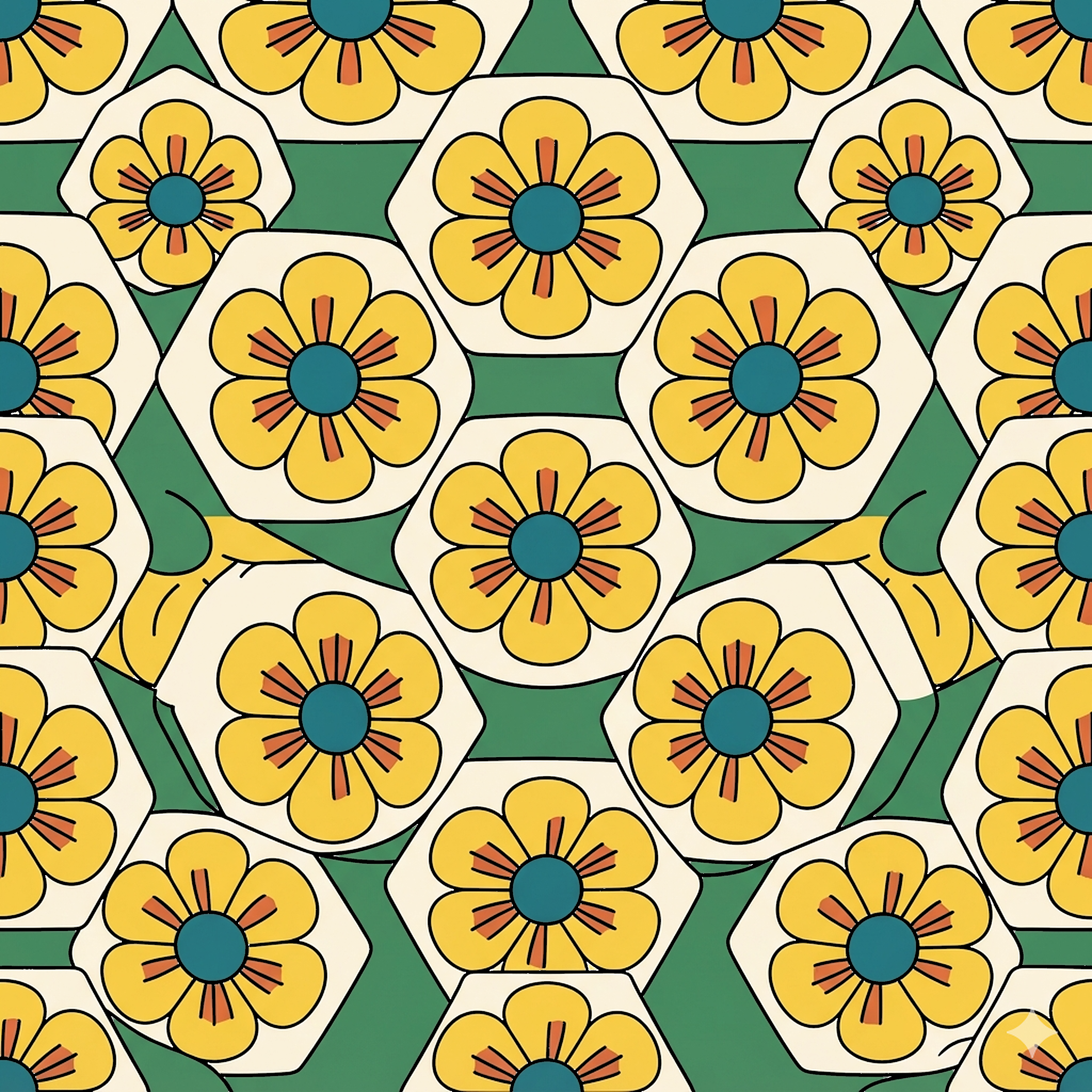 Hexagon Flower Pattern coloring page