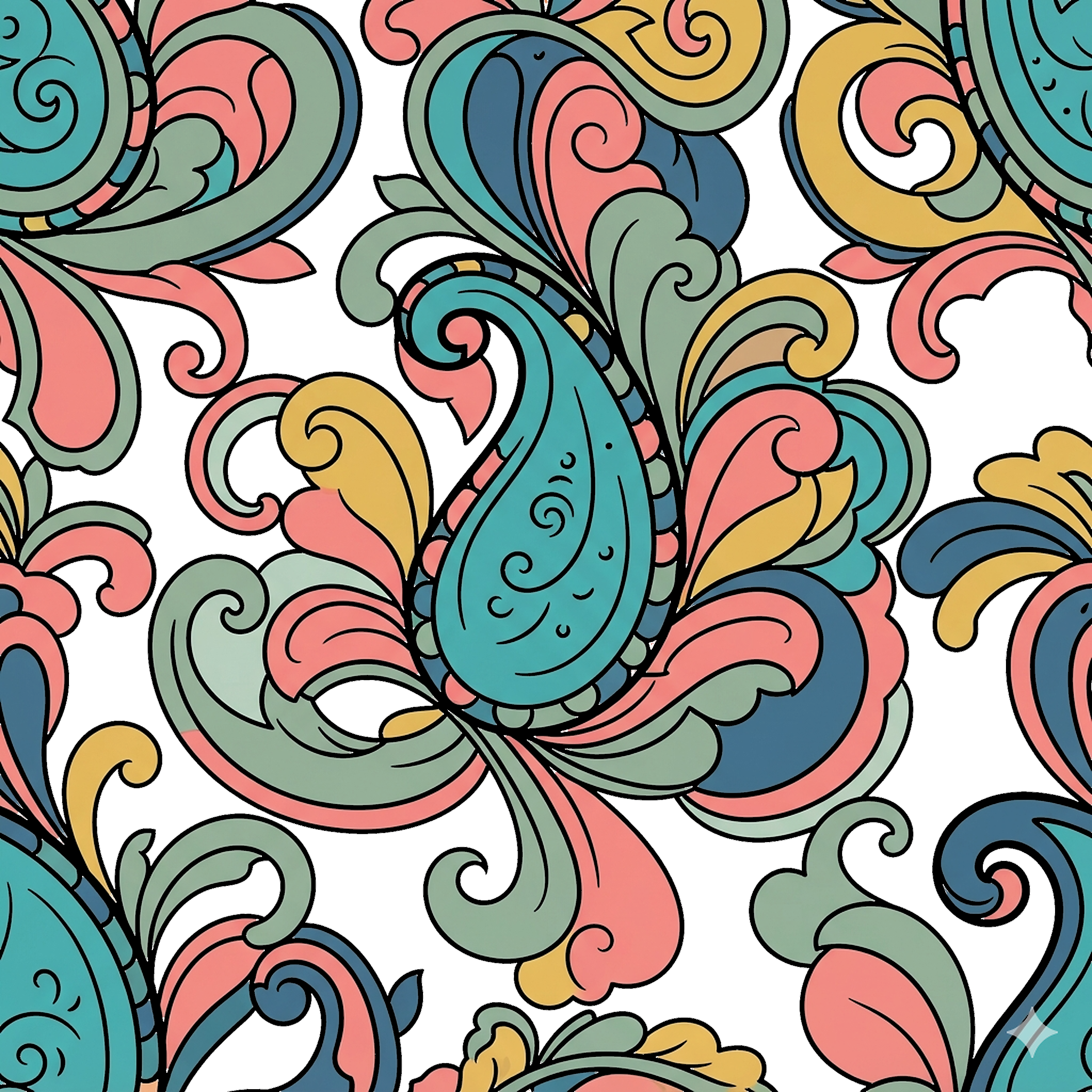 Paisley Style Simple Pattern coloring page