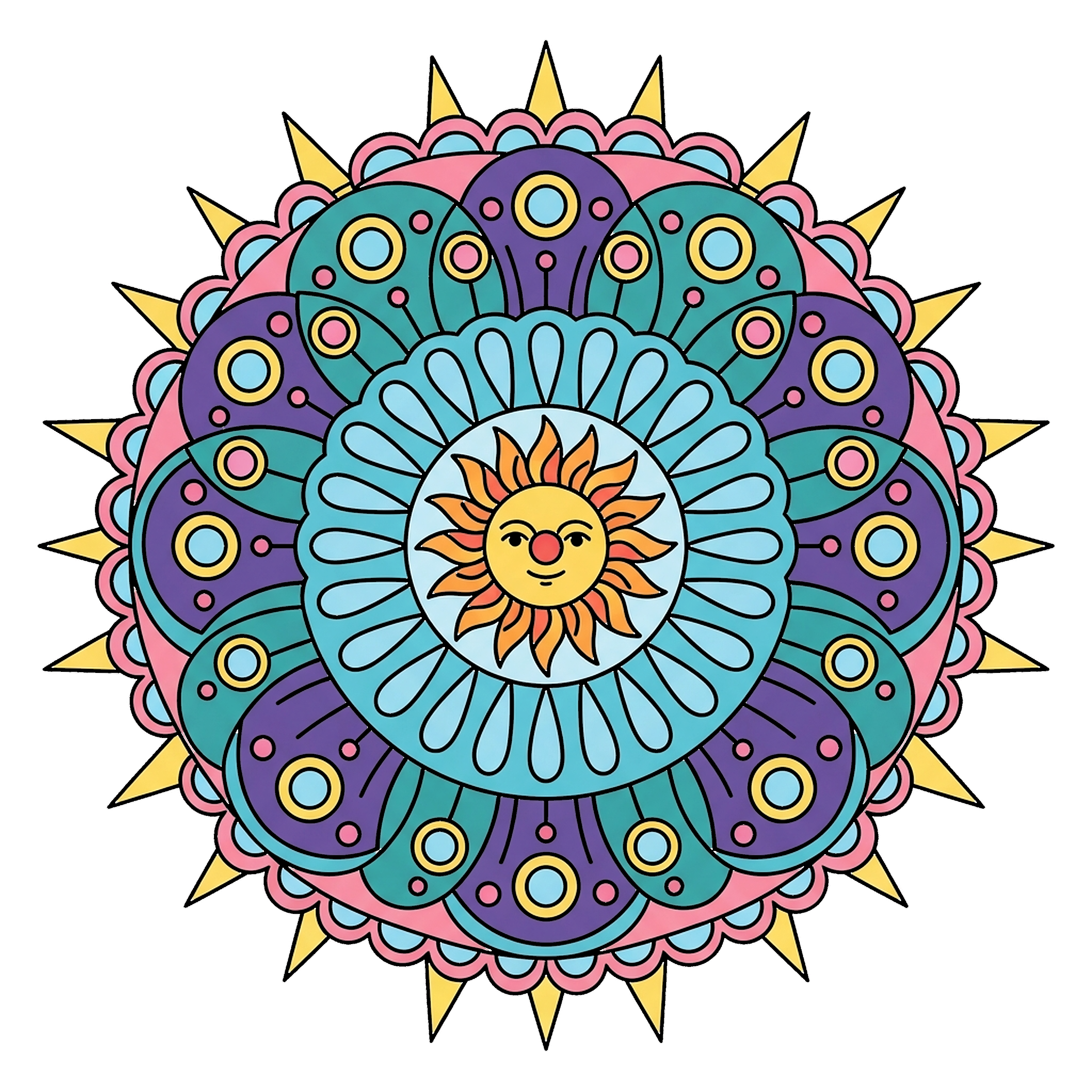 Sun And Rays Mandala coloring page