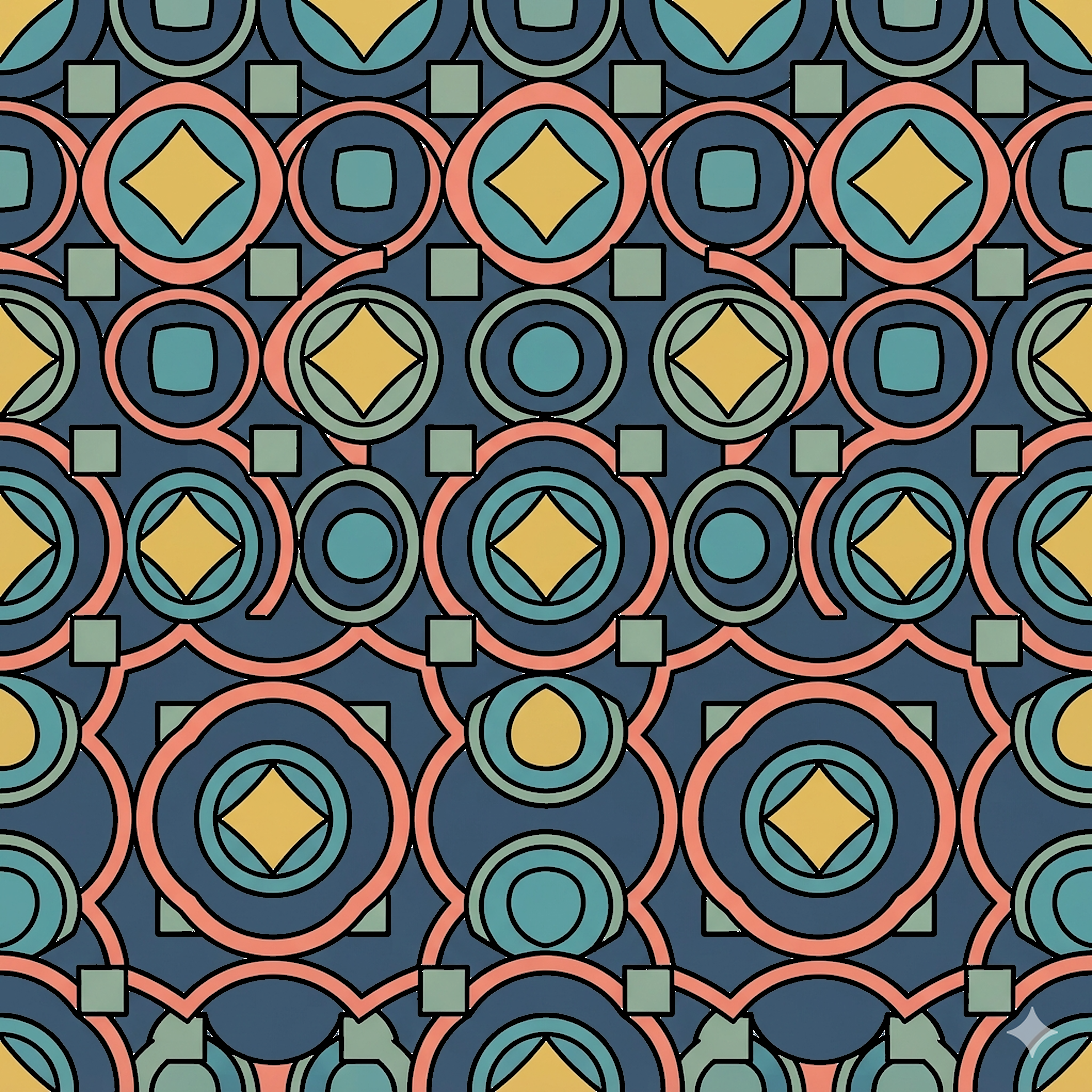 Tile Inspired Geometric Pattern coloring page