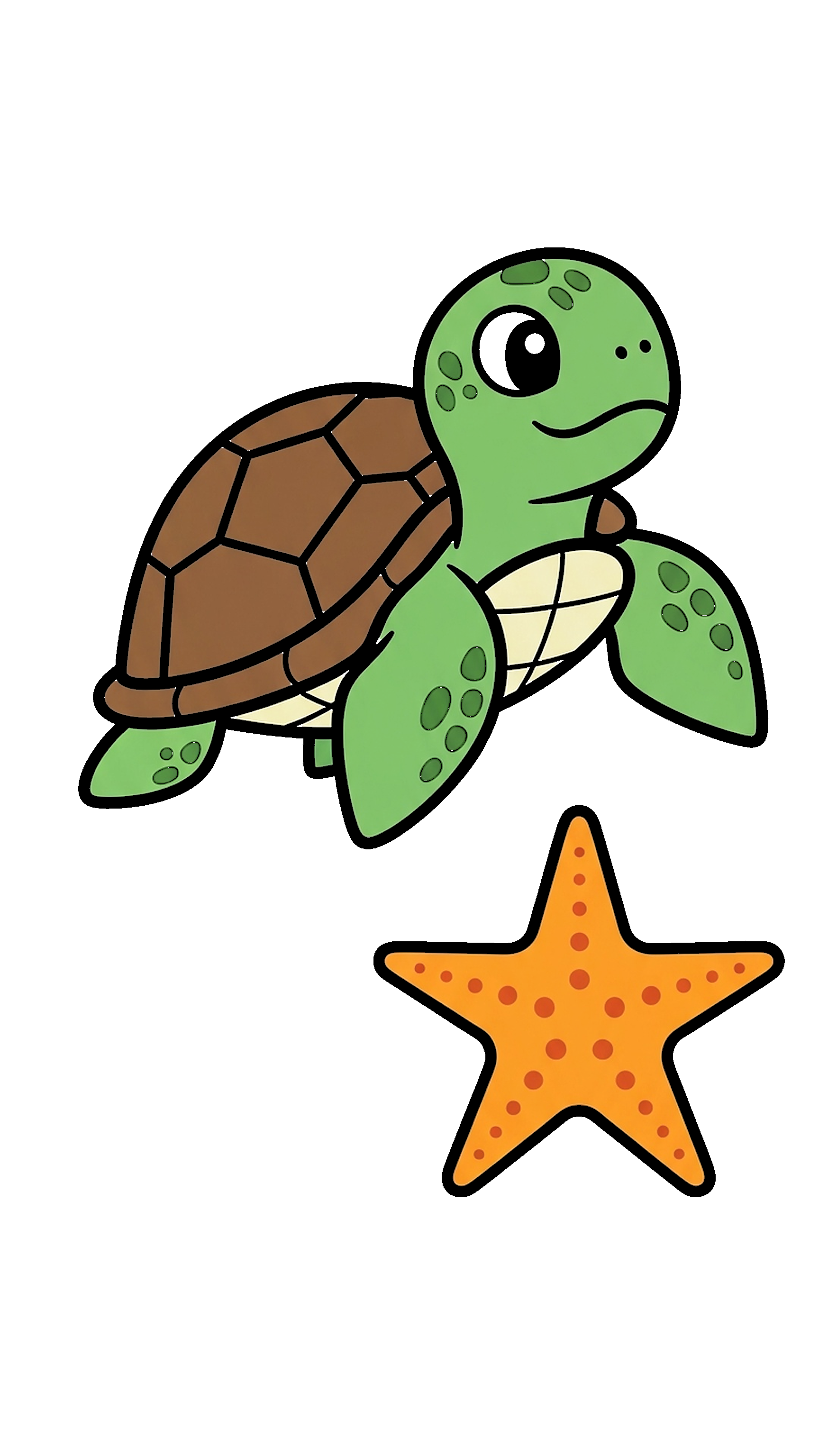 Baby Turtle And Starfish coloring page