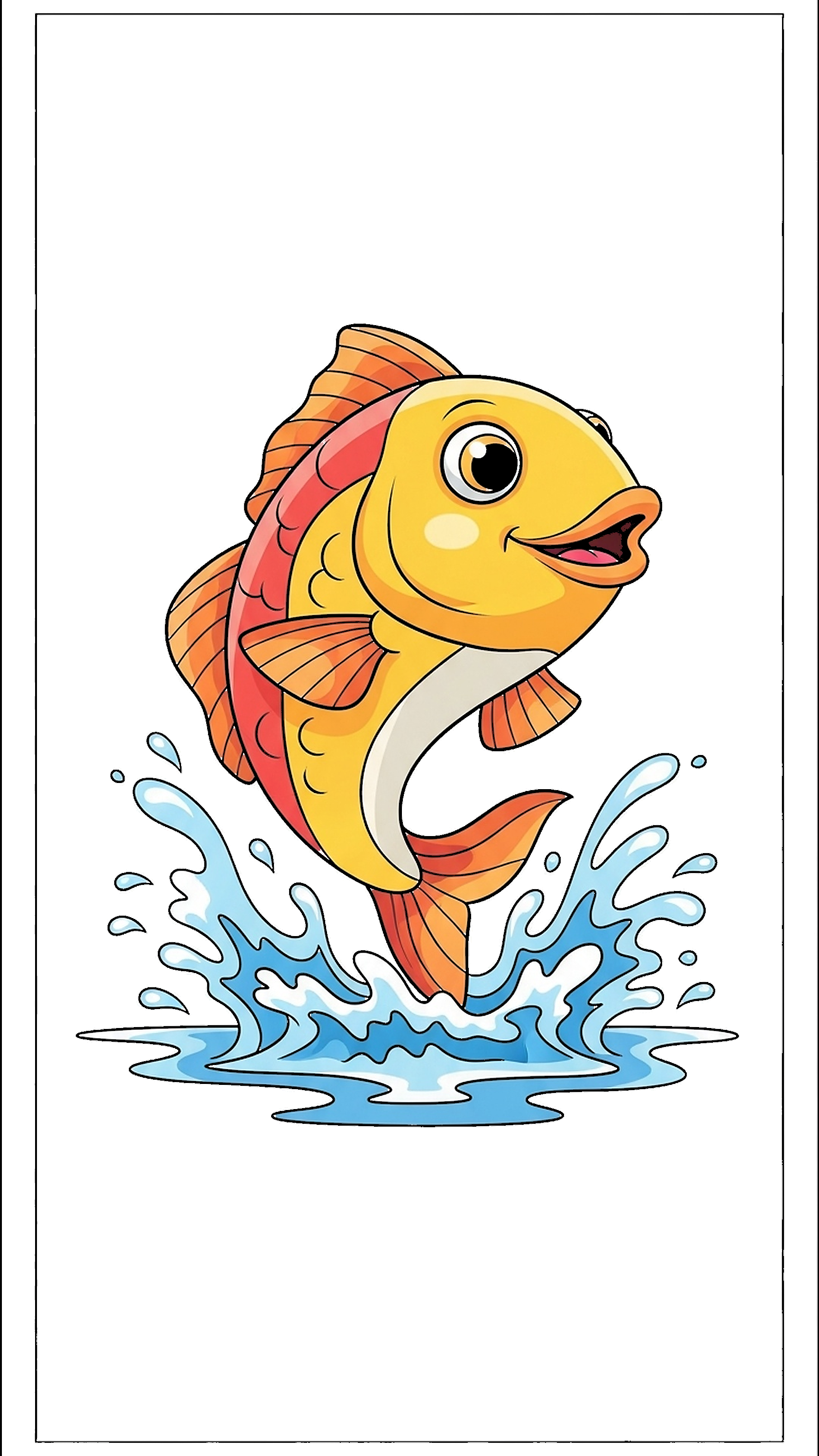 Cartoon Fish Jumping Out Of Water coloring page