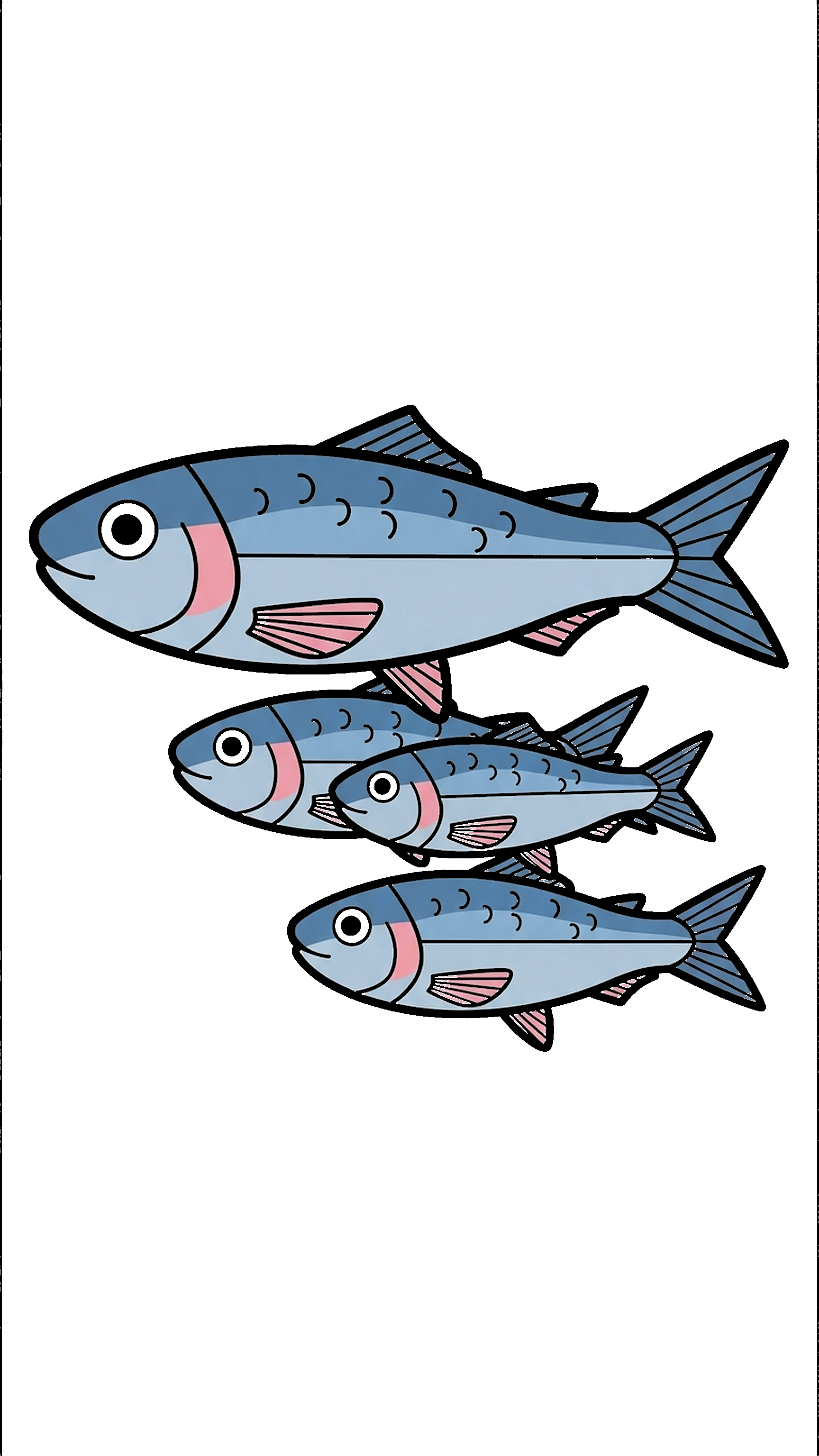 Cartoon Sardine Family Swimming Together coloring page
