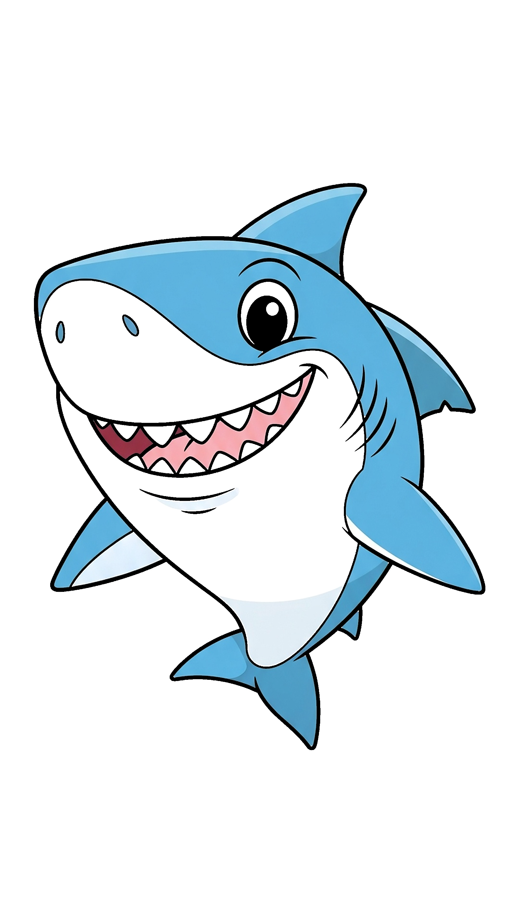 Cartoon Shark Smiling Not Scary coloring page