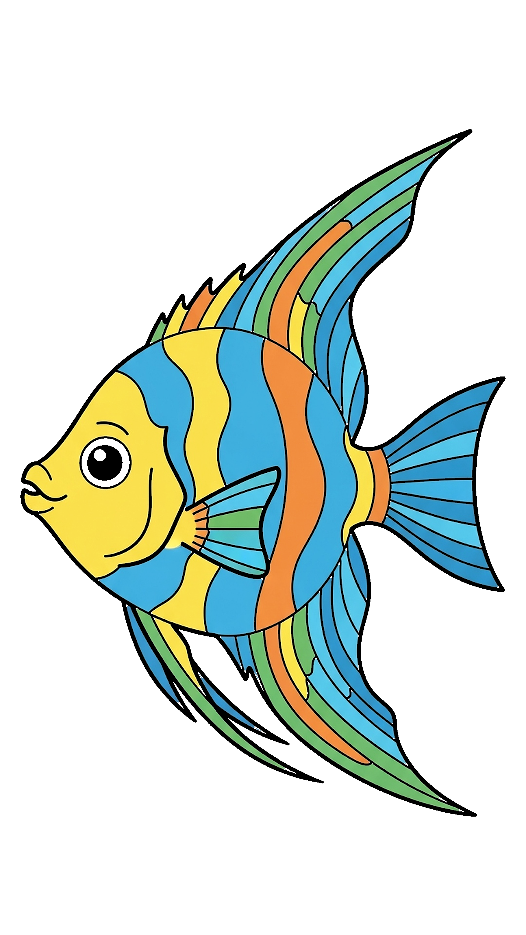 Cute Angelfish With Flowing Fins coloring page