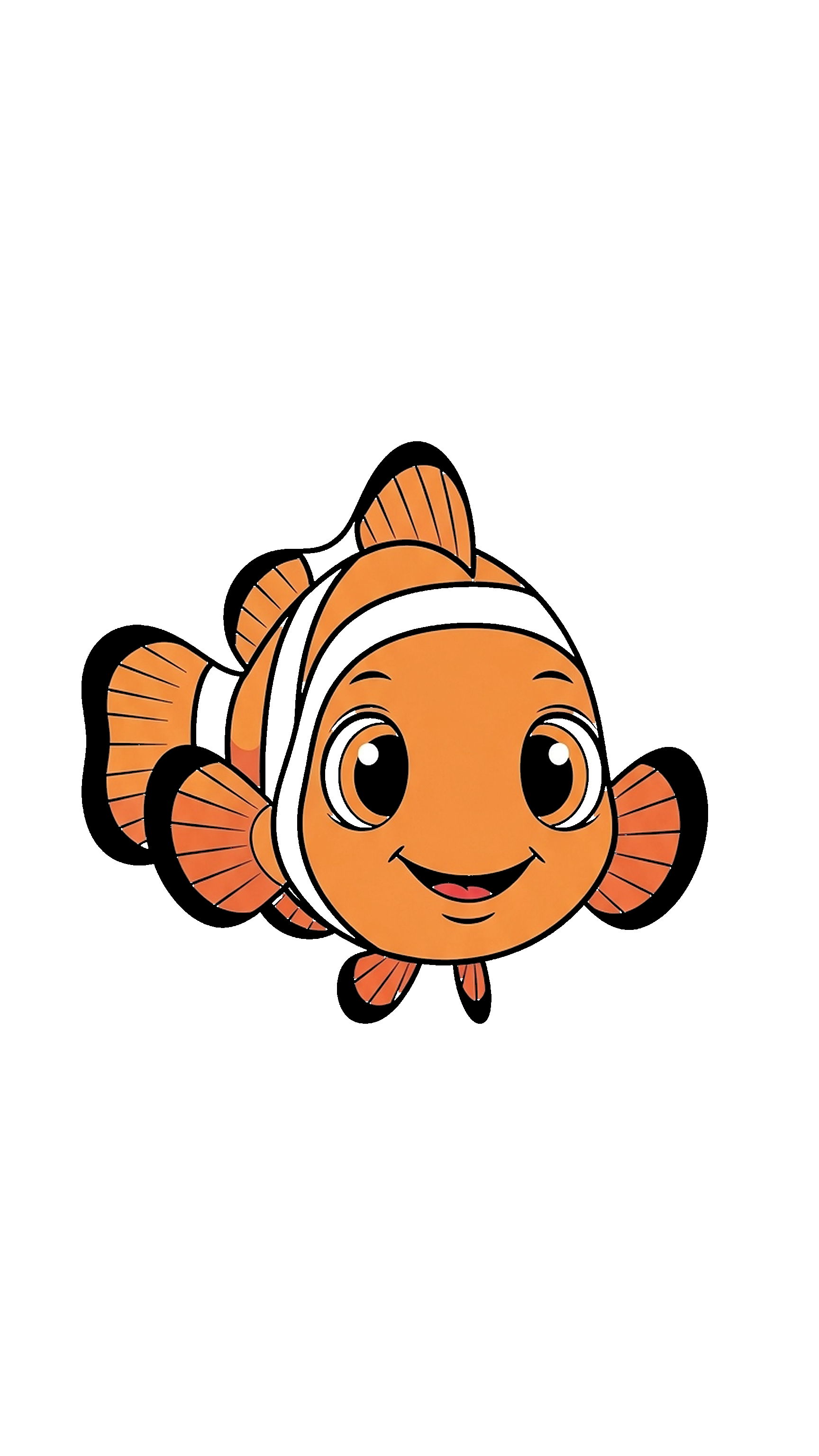 Cute Clownfish Smiling With Big Eyes coloring page