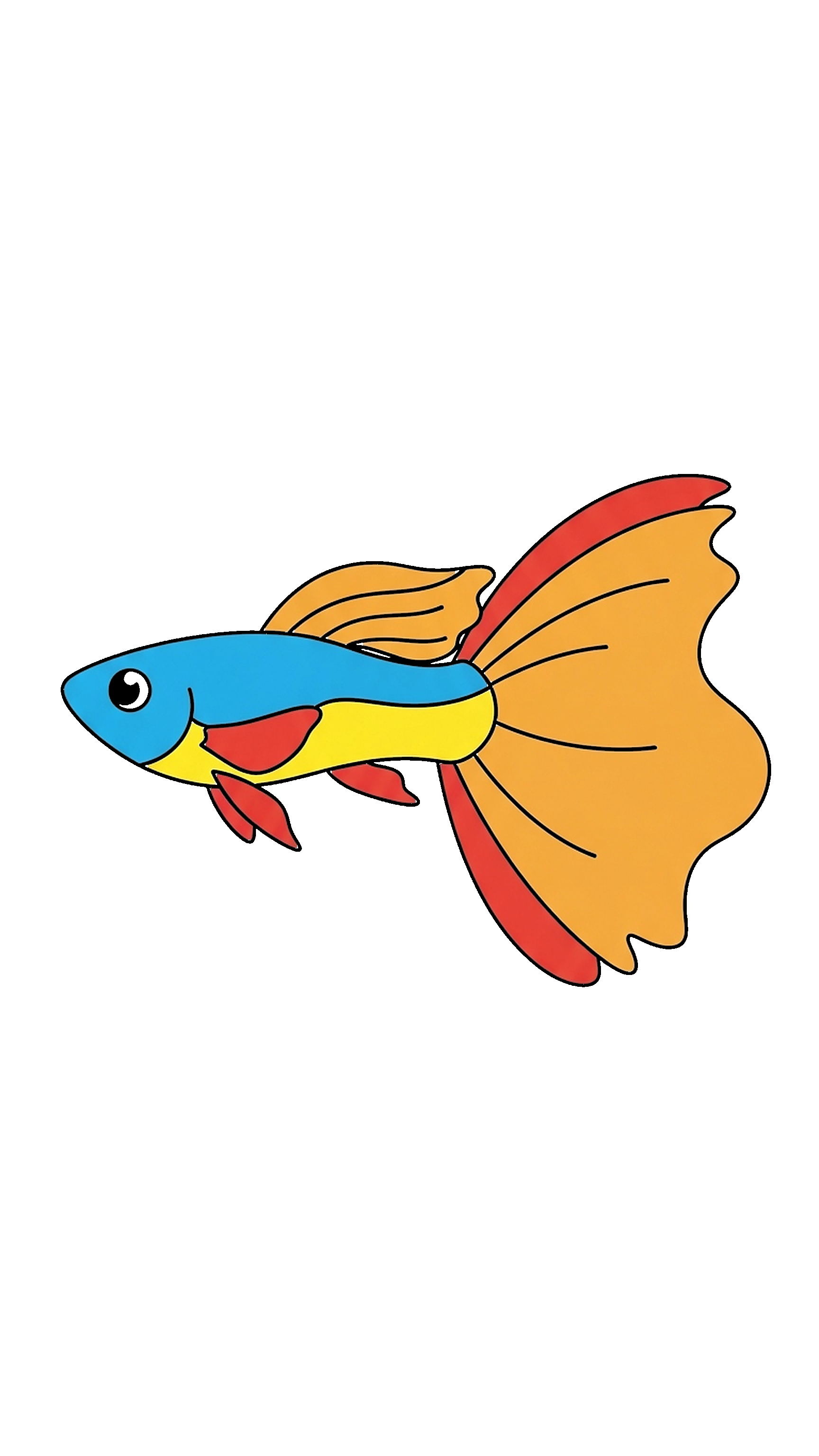 Cute Guppy Fish With Long Tail coloring page