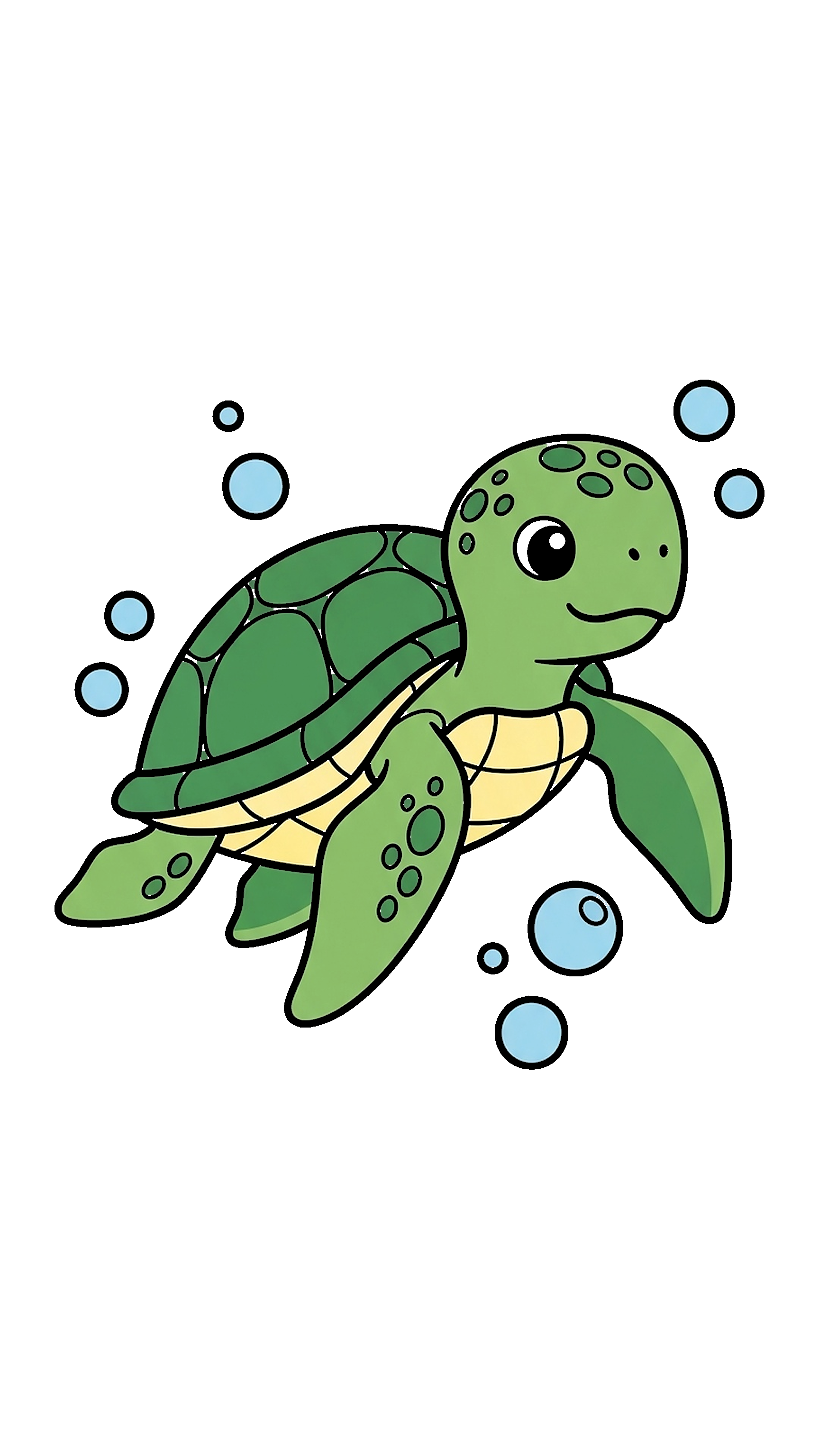 Cute Sea Turtle Swimming coloring page
