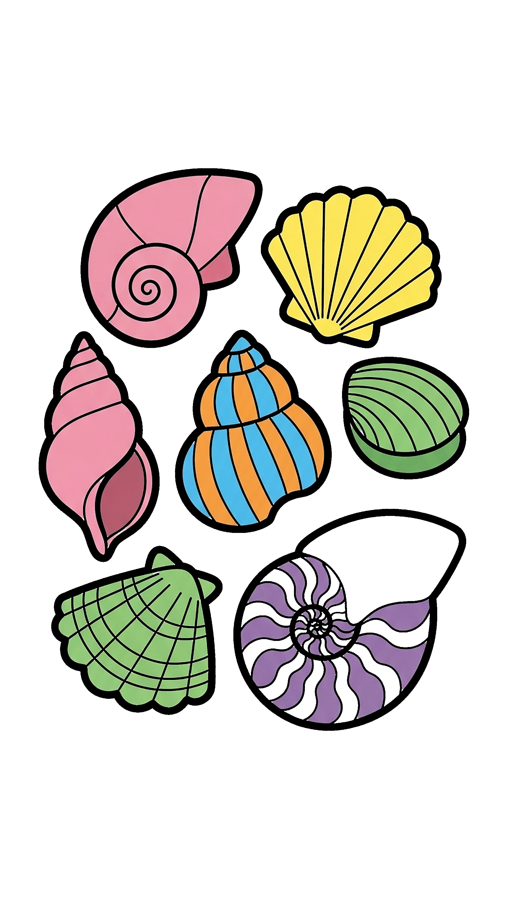 Cute Seashell Collection coloring page