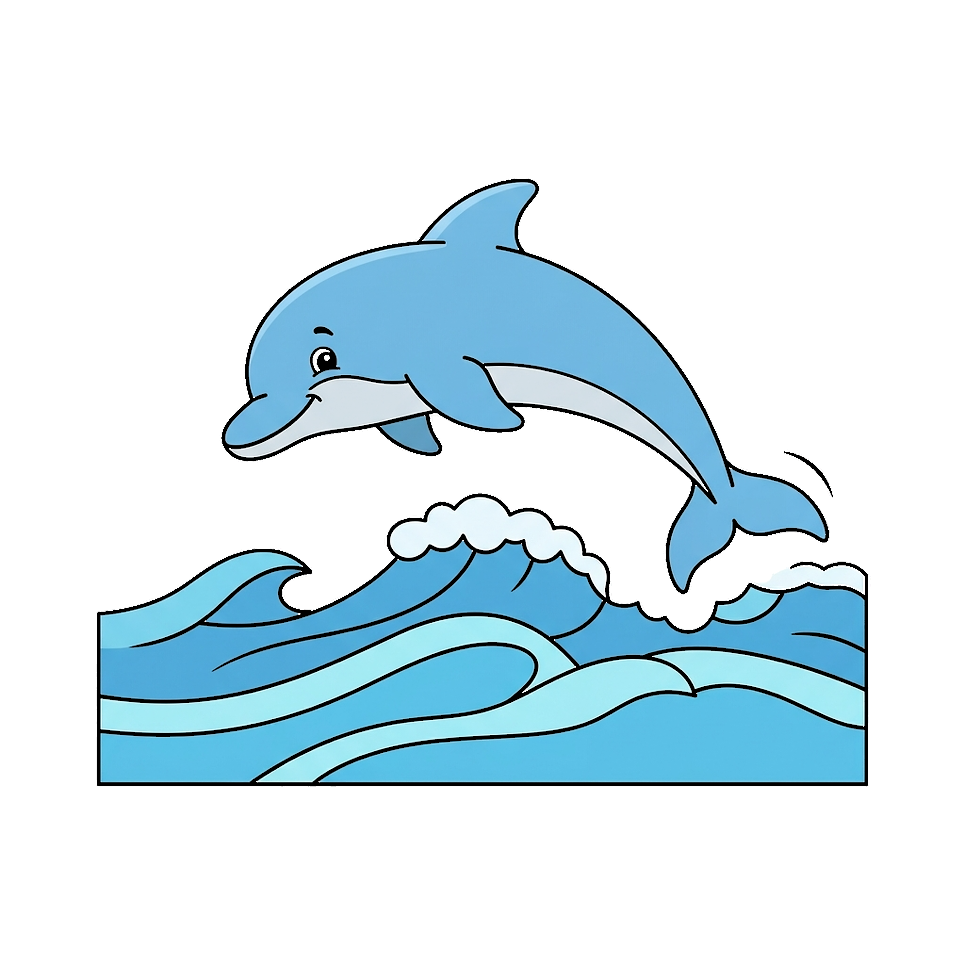 Dolphin Jumping Over Waves coloring page