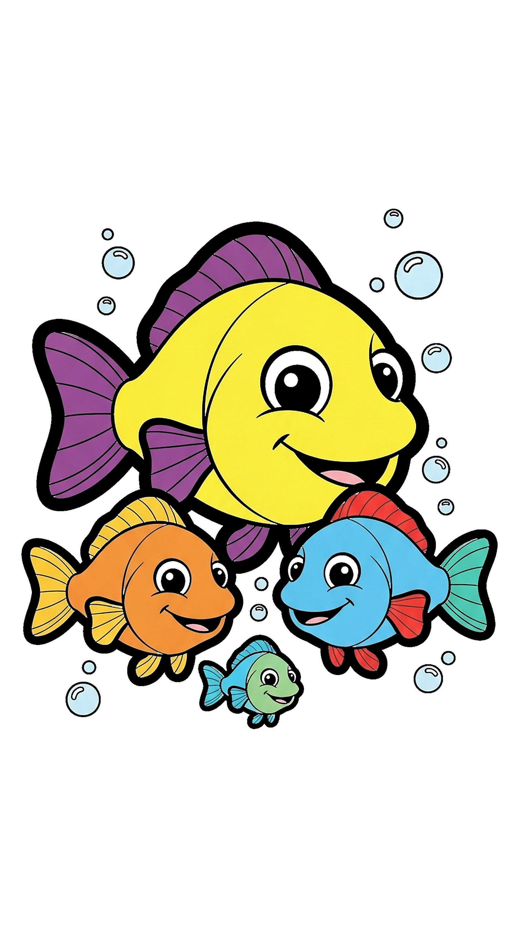Fish Family Together coloring page
