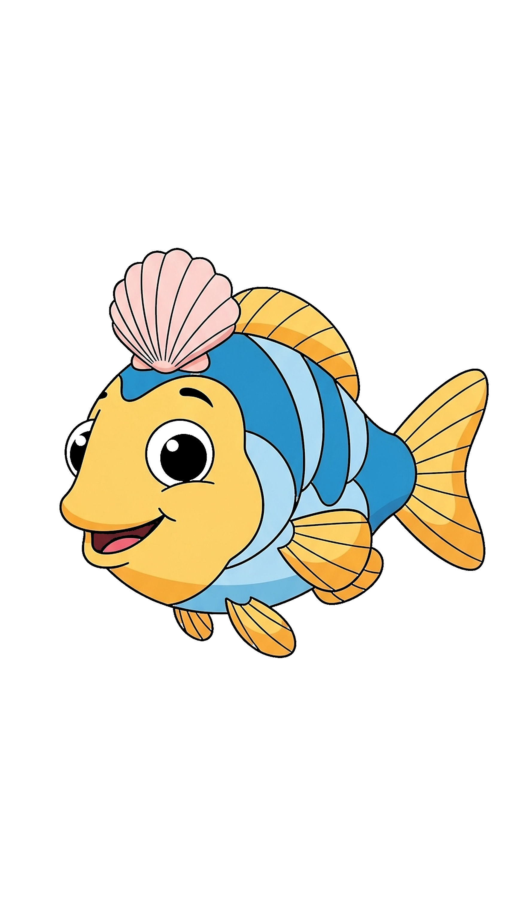 Friendly Fish Wearing Seashell Crown coloring page