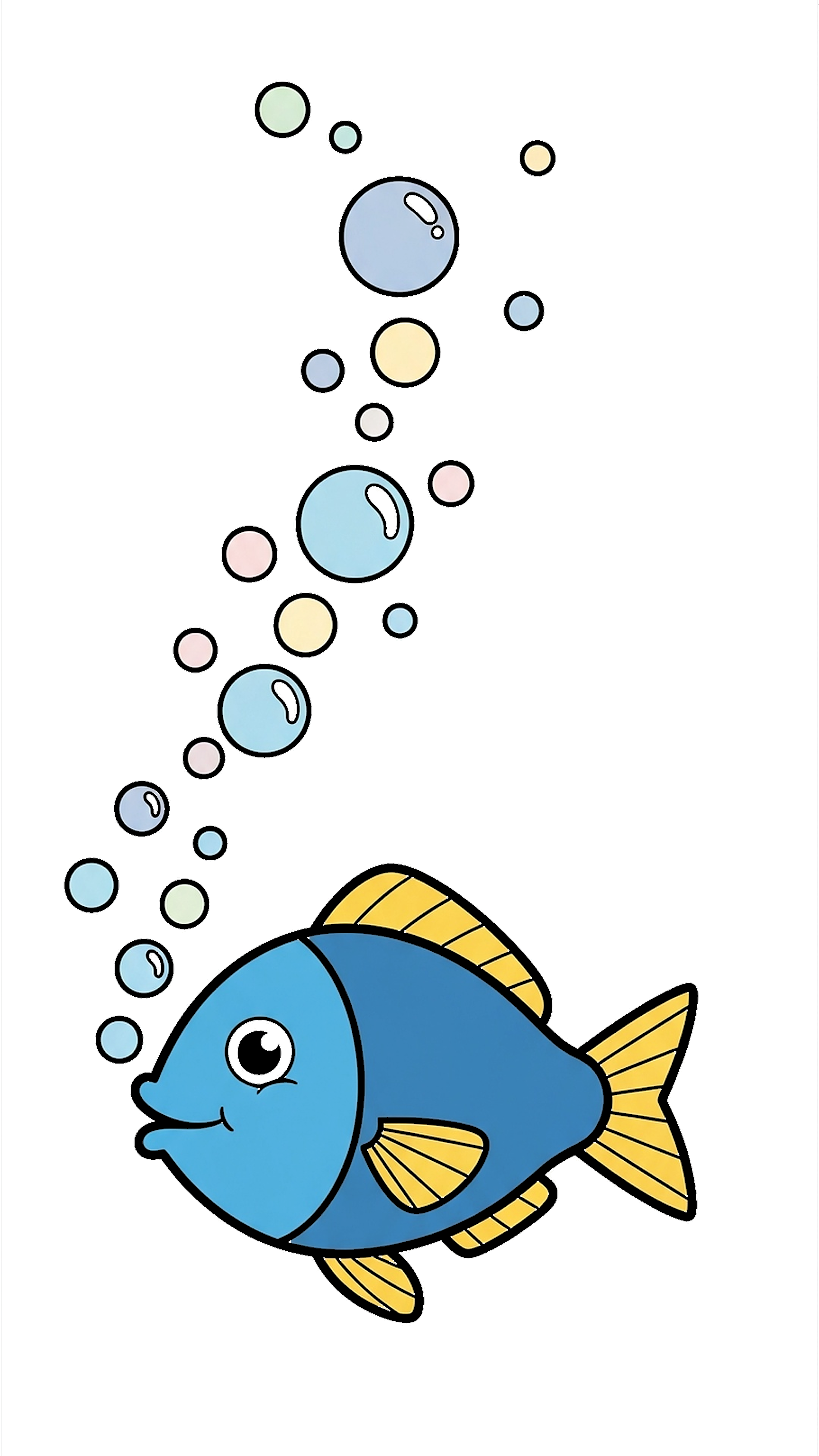 Happy Fish Blowing Bubbles coloring page