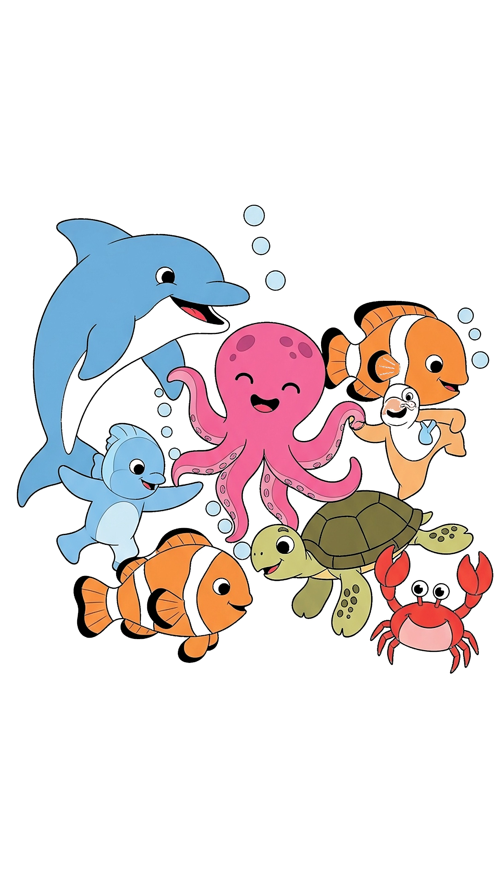 Ocean Animals Dancing Underwater coloring page