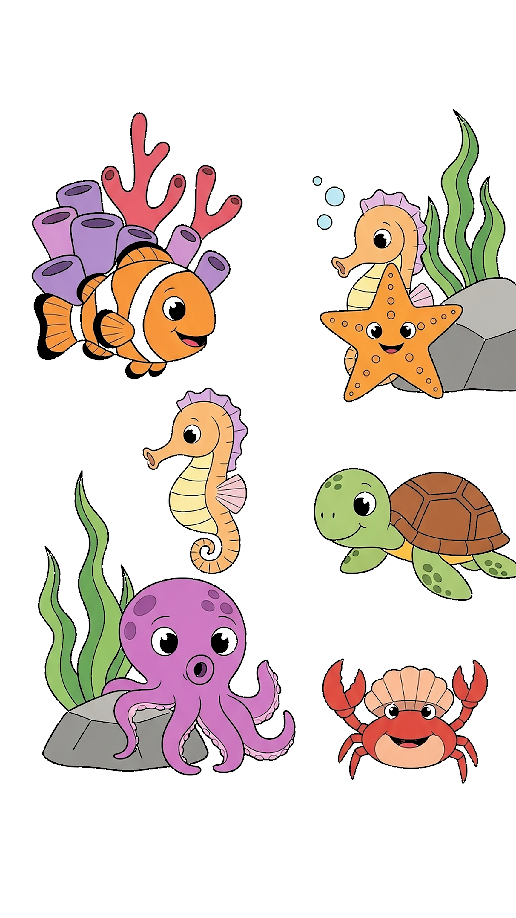 Ocean Animals Playing Hide And Seek coloring page