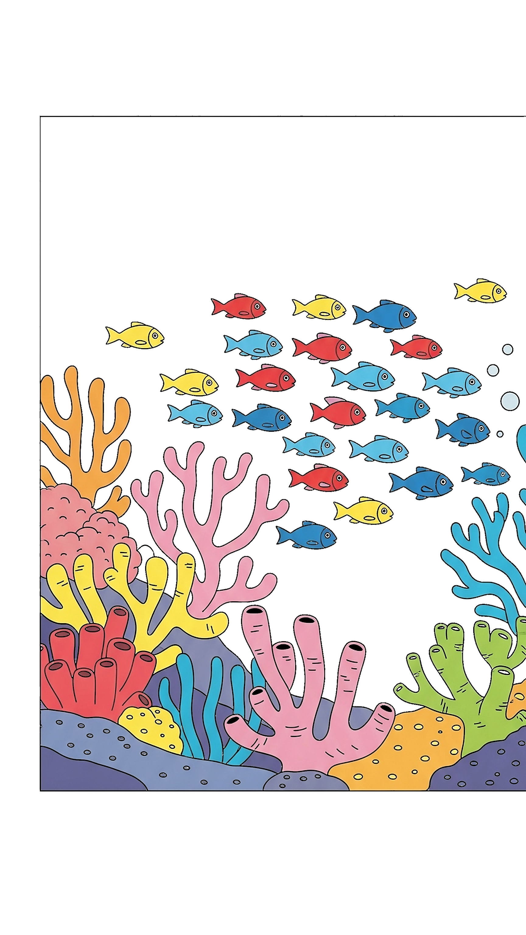 Reef With Baby Fish School coloring page