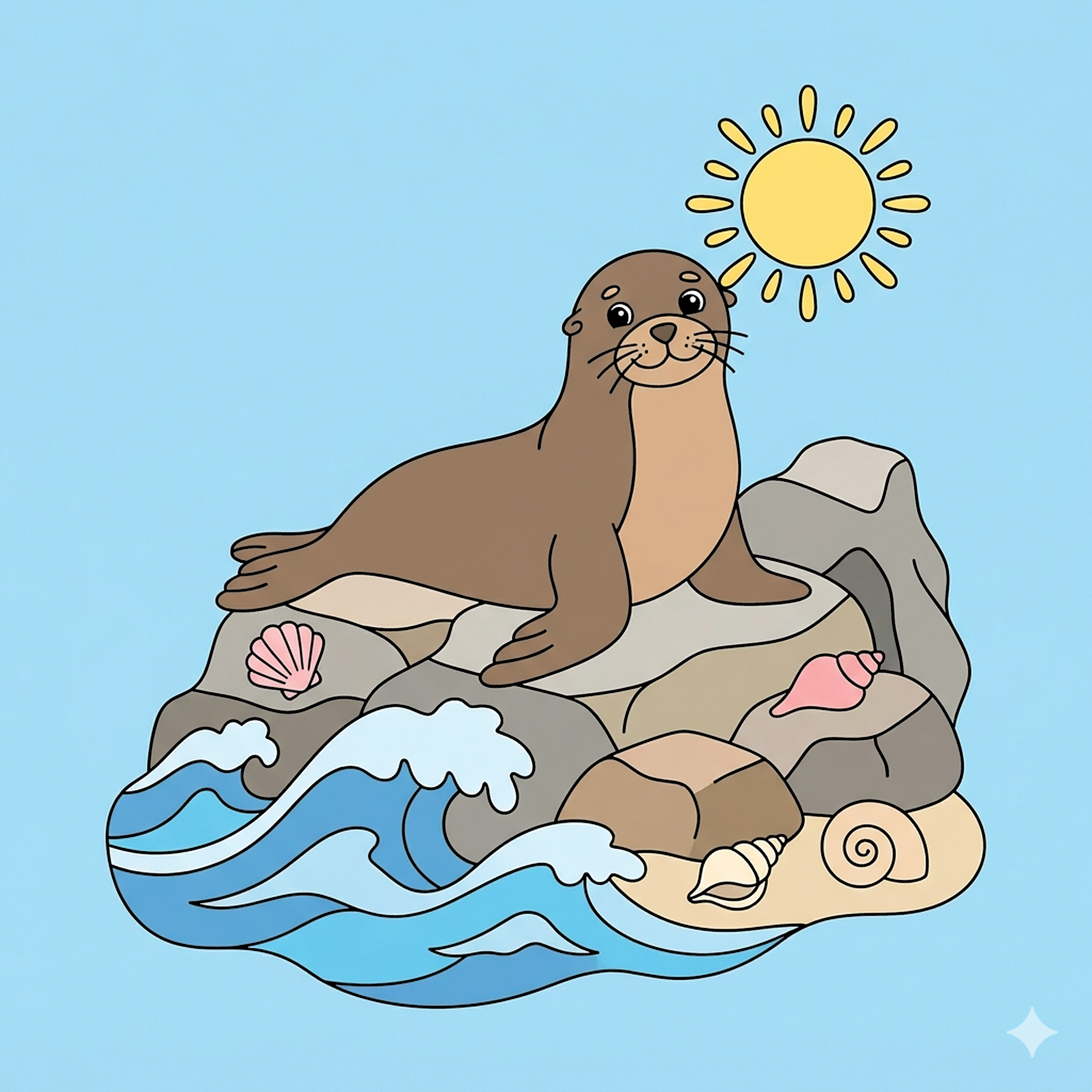 Sea Lion On Rocks coloring page