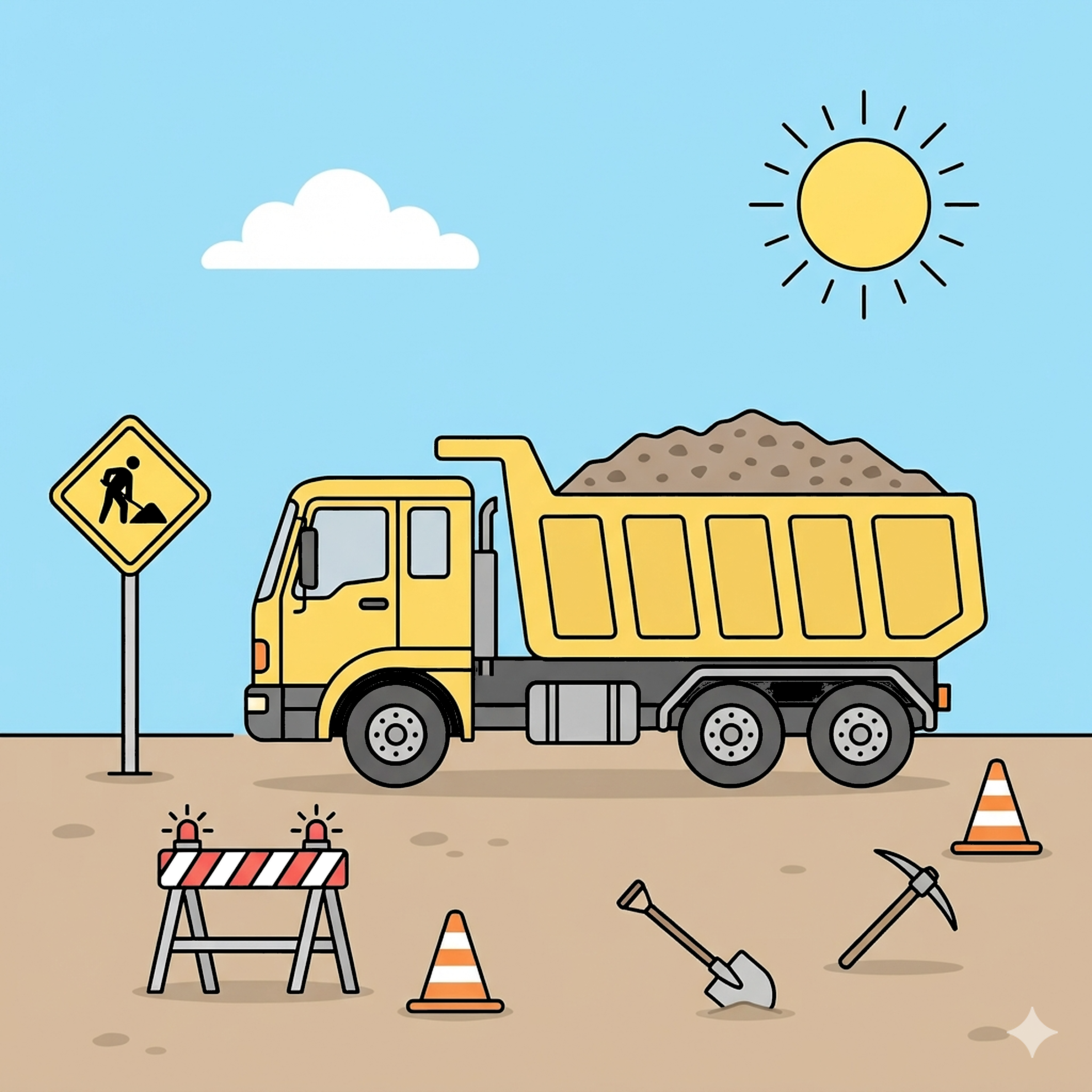Dump Truck Carrying Gravel coloring page