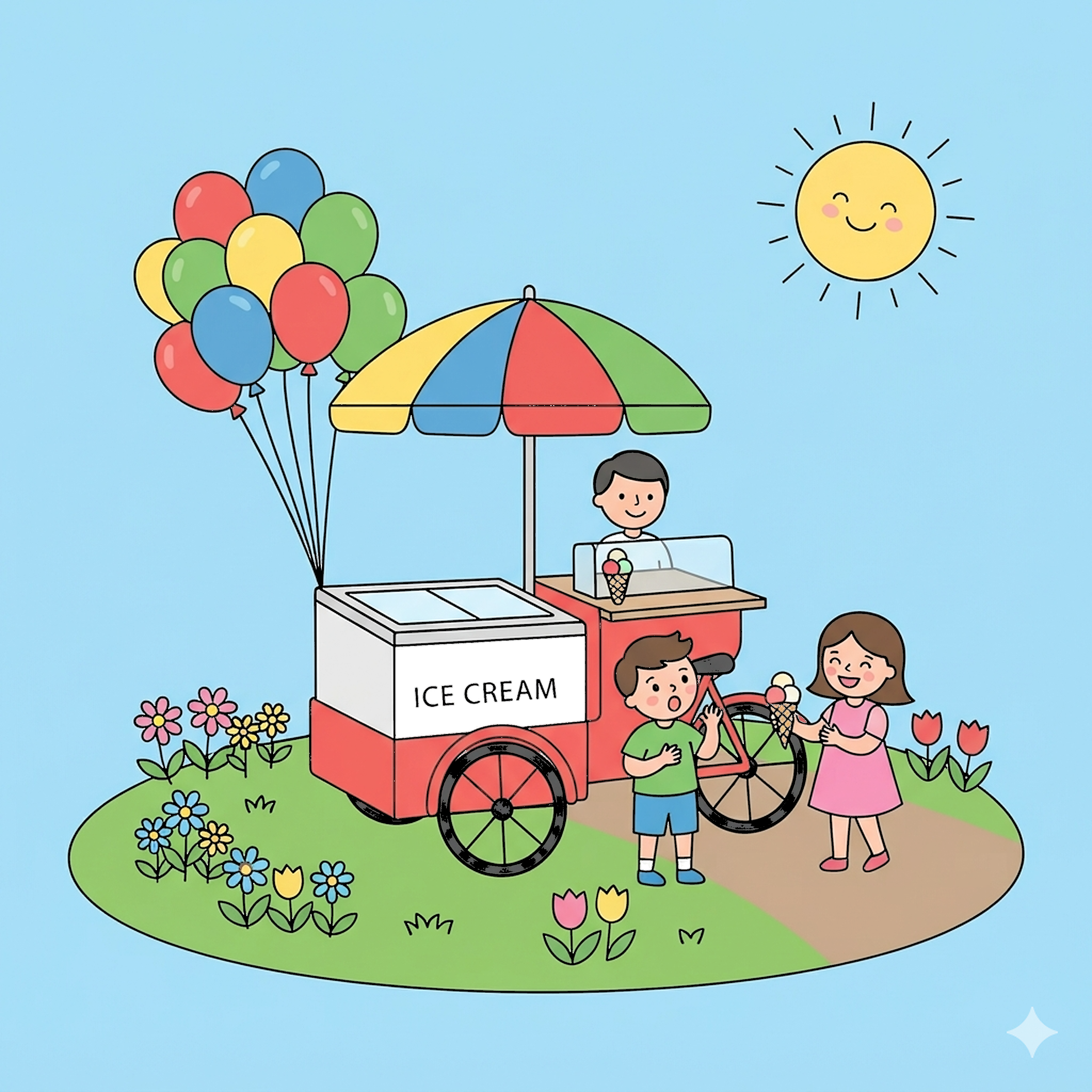 Ice Cream Bike Cart coloring page